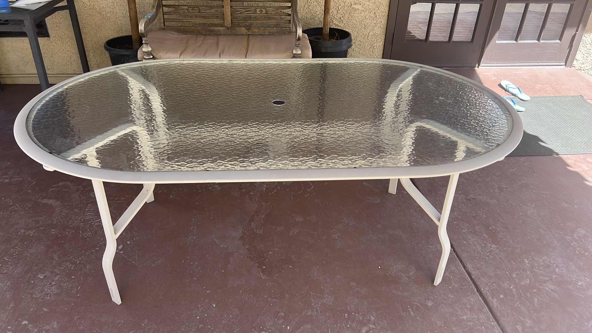 Photo 4 of ALUMINUM OUTDOOR TABLE 70" x 41" H28"