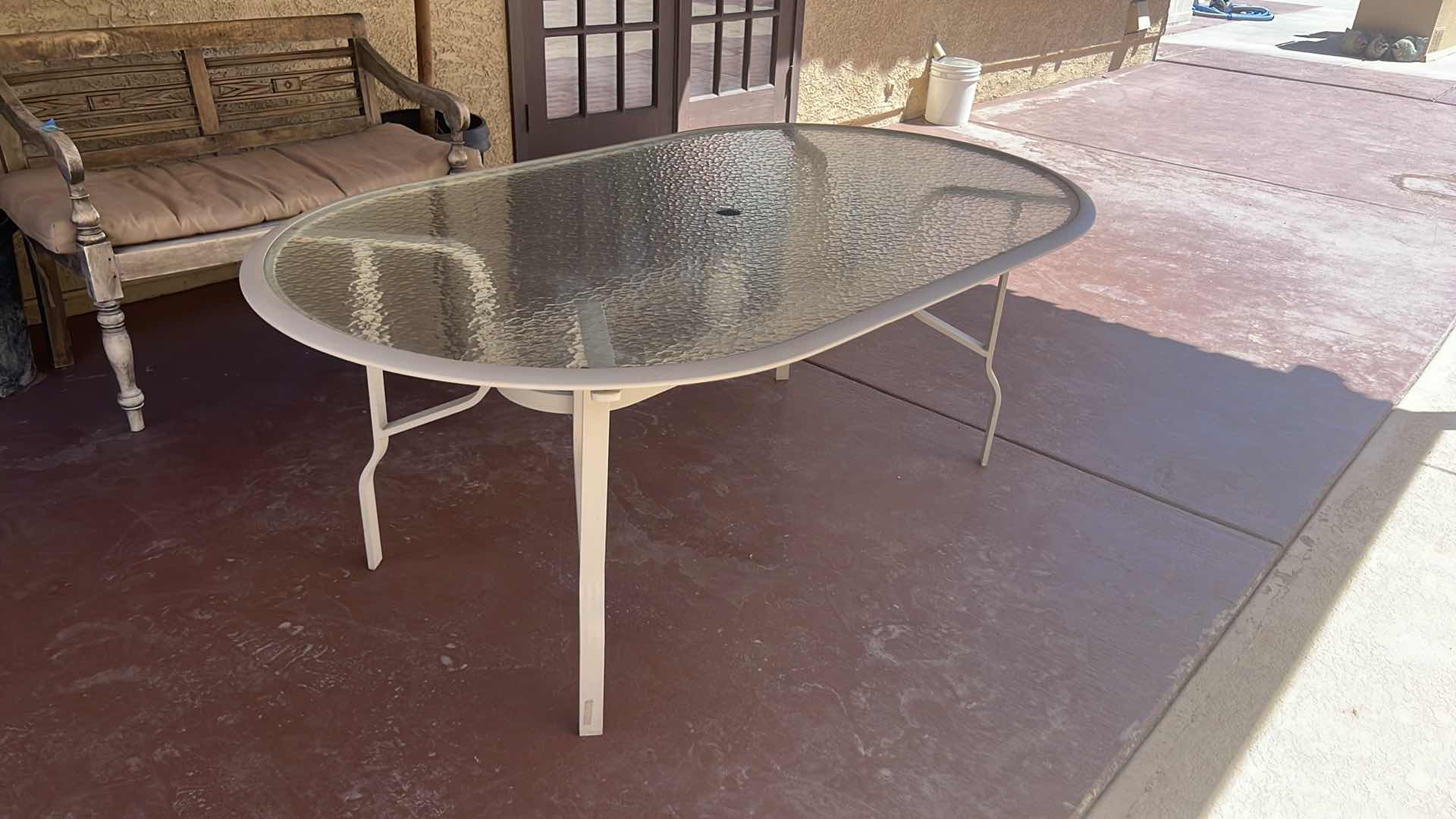 Photo 2 of ALUMINUM OUTDOOR TABLE 70" x 41" H28"