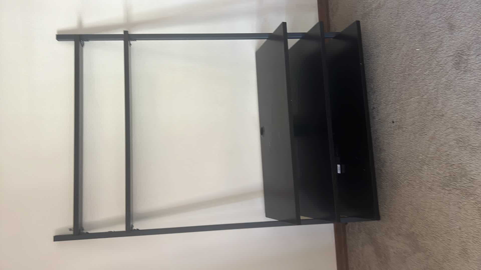 Photo 2 of BLACK METAL W WOOD SHELVES ENTERTAINMENT CENTER W46" H70"