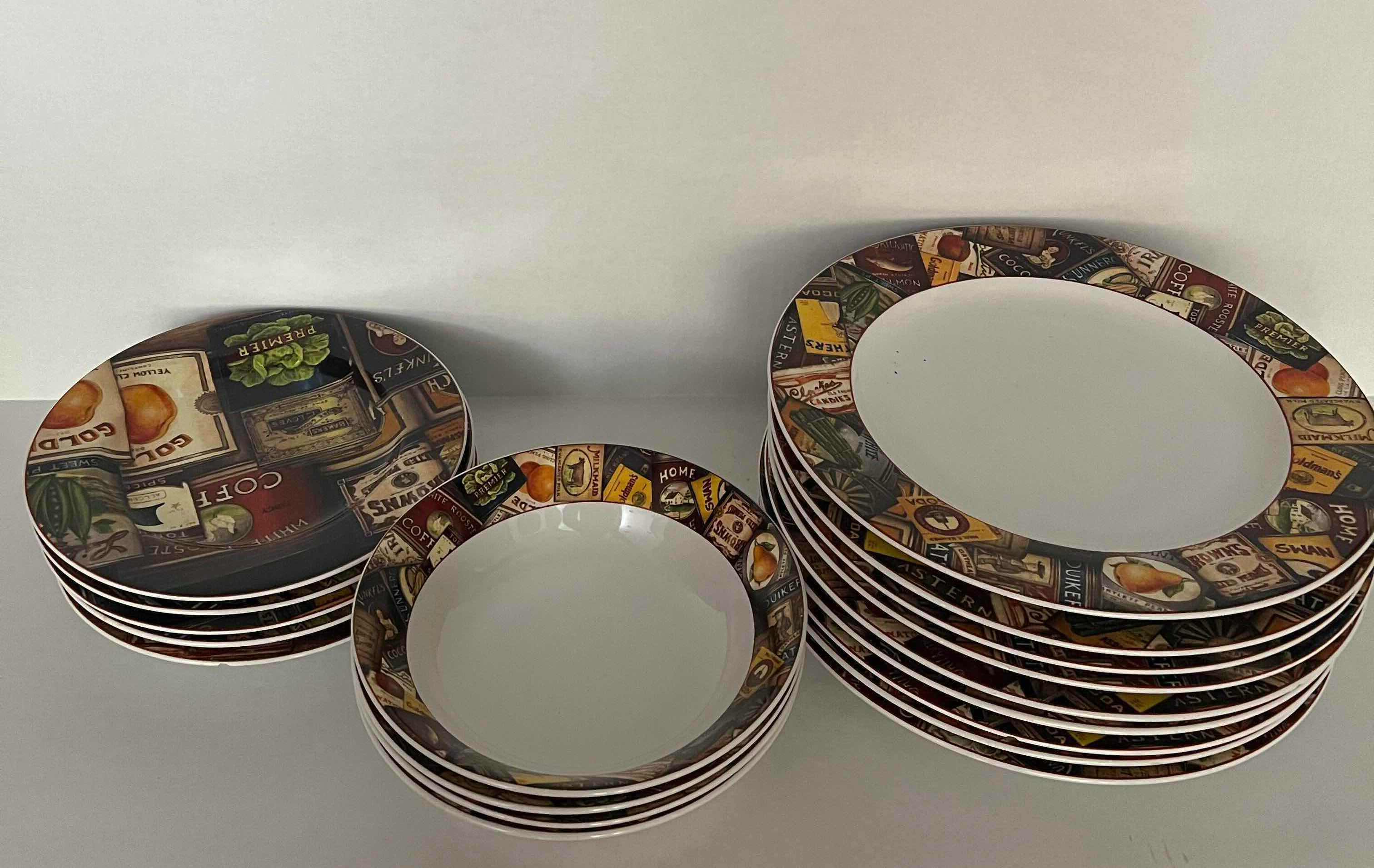 Photo 1 of 17 PCS- VINTAGE DAVID CARTER BROWN COLLECTION "HOMESTEAD PANTRY" DISHES (4 SALAD PLATES, 4 BOWLS, 9 DINNER PLATES) 