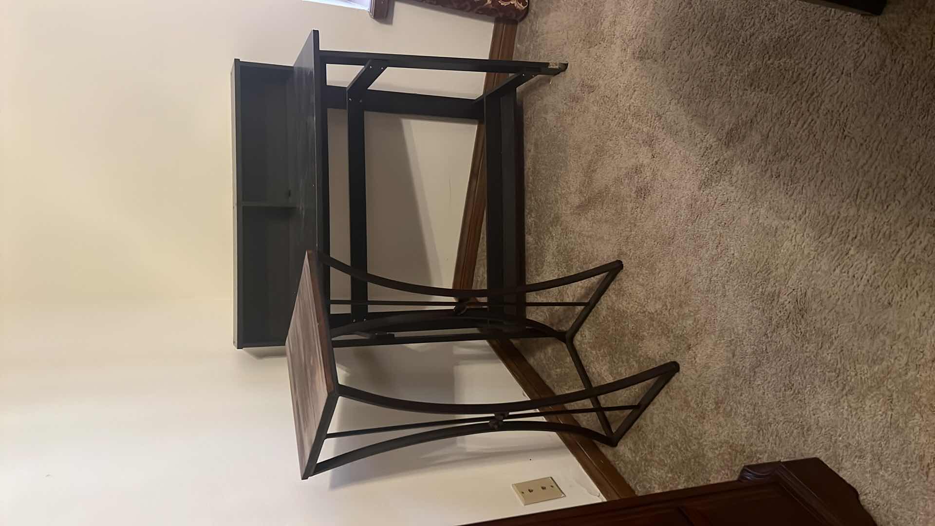 Photo 1 of BLACK WOOD SECRETARY DESK 32" x 18" H36" & ACCENT TABLE 14" x 14" H32"