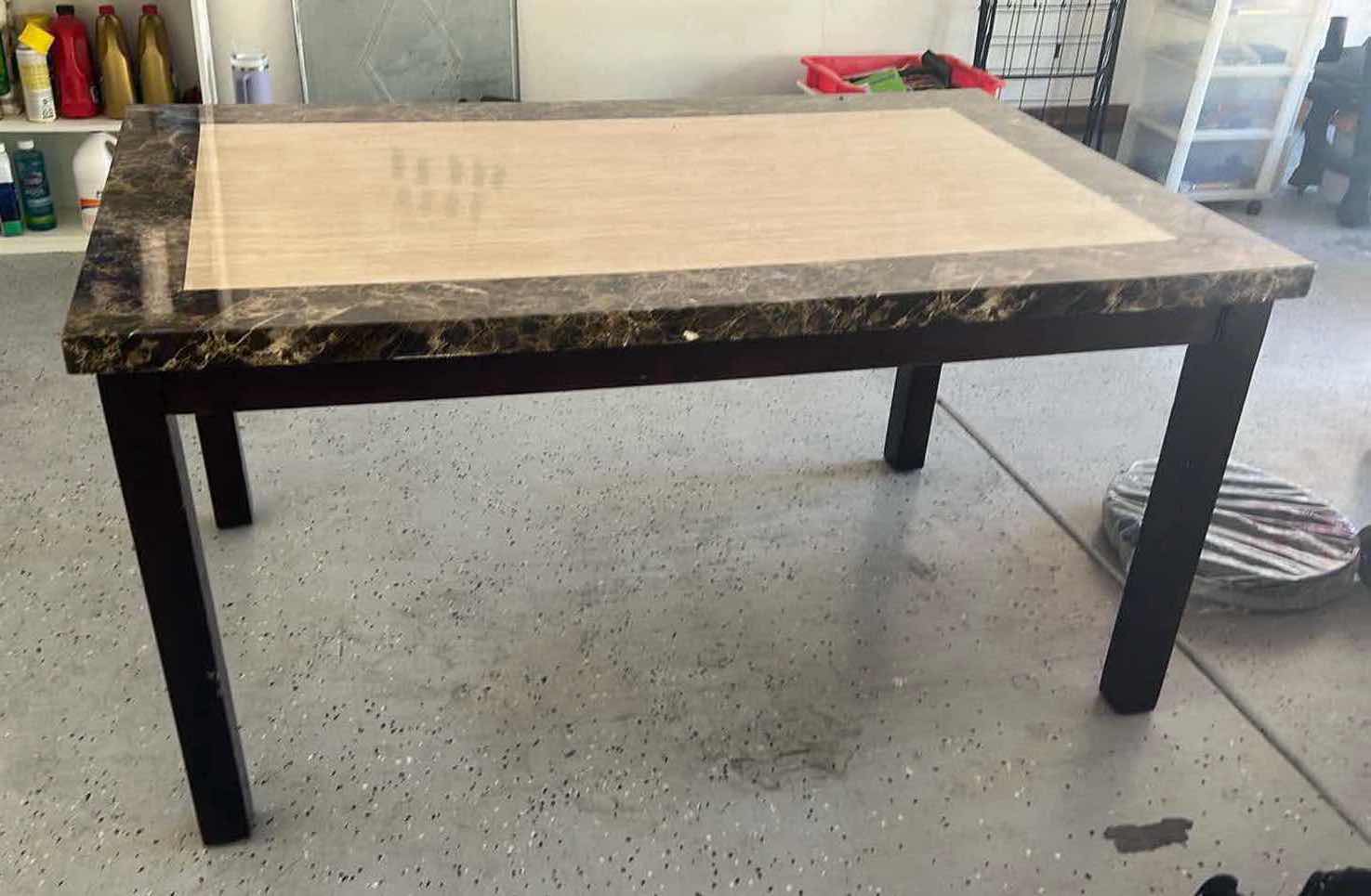 Photo 1 of FAUX MARBLE TOO DINING TABLE W BLACK LEGS 60" x 36" H 30"