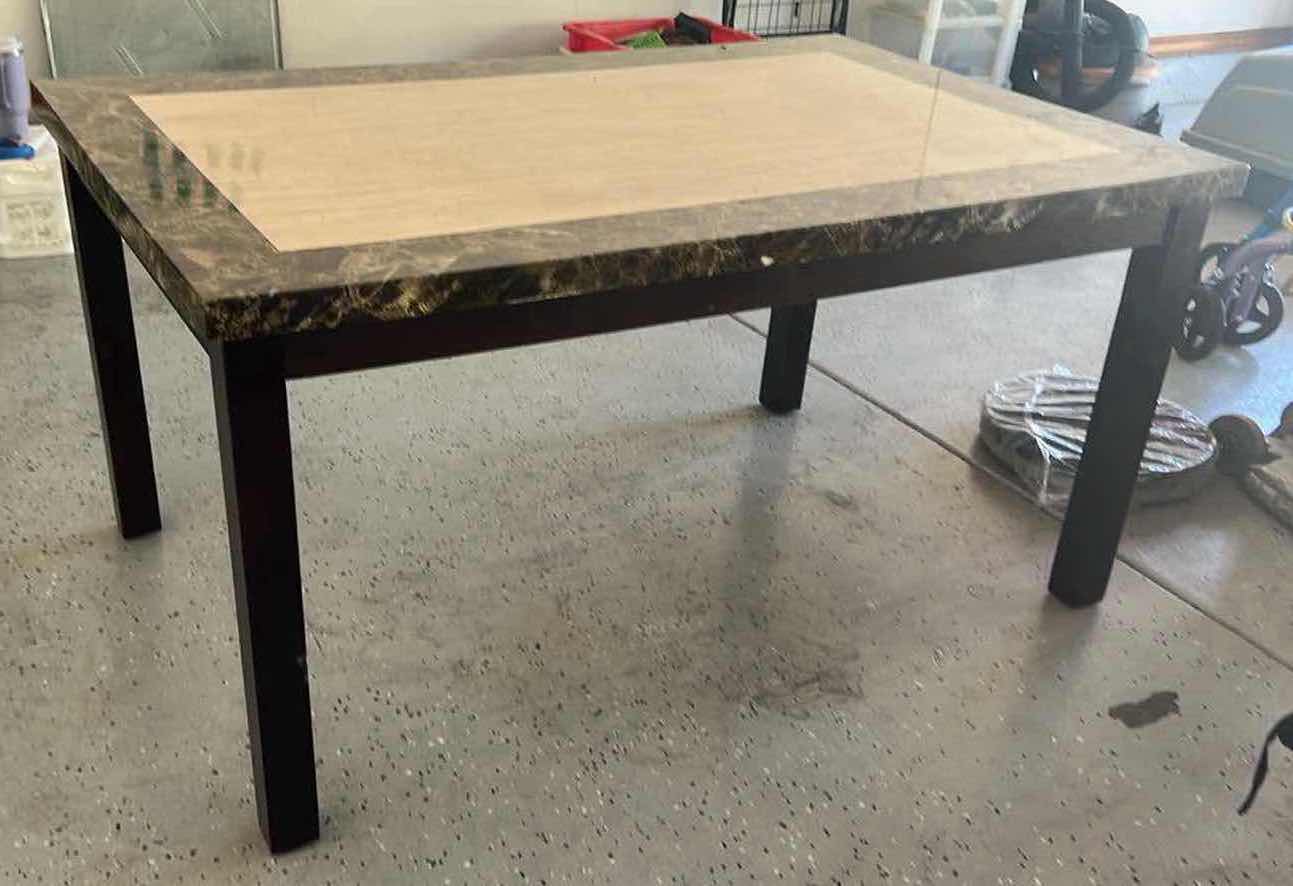 Photo 2 of FAUX MARBLE TOO DINING TABLE W BLACK LEGS 60" x 36" H 30"