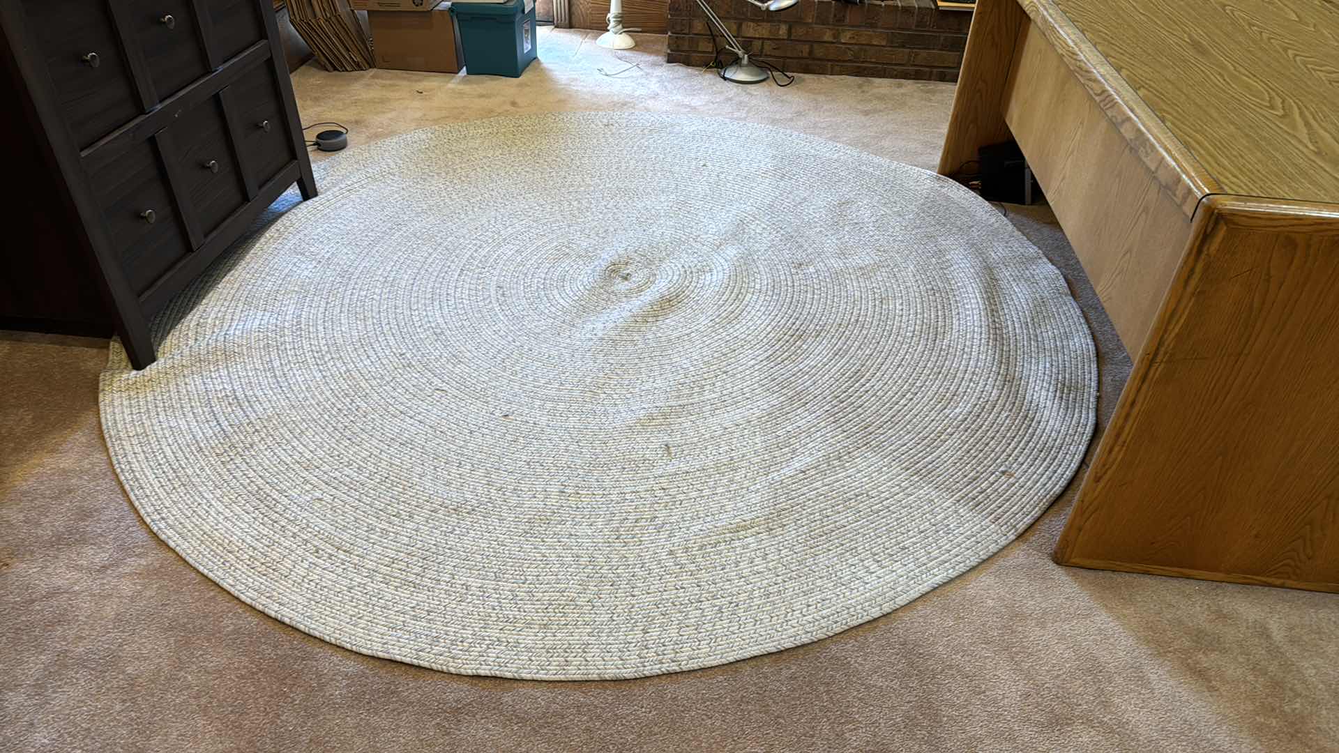 Photo 1 of ROUND RUG (CREAM, BEIGE & BLUE) 
97” WIDE