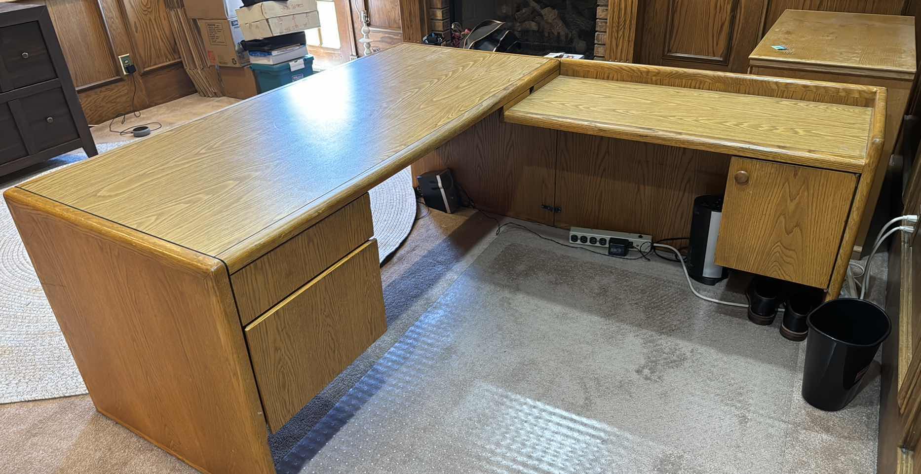 Photo 2 of OAK  L-SHAPED EXECUTIVE DESK 65" X 71"
