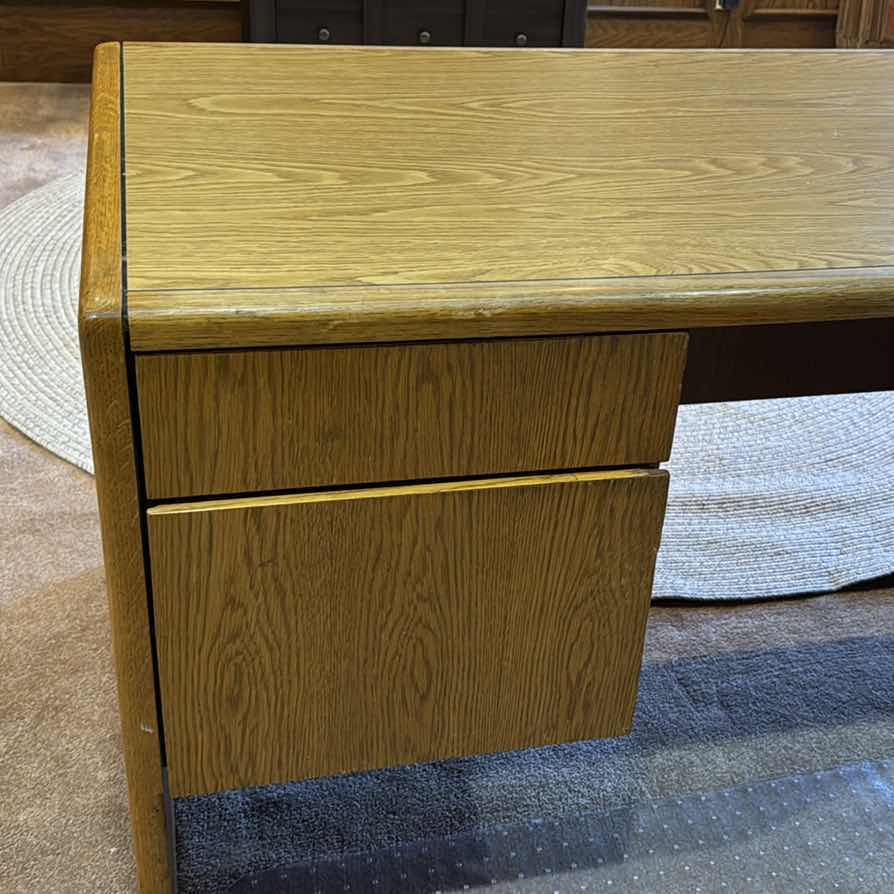 Photo 3 of OAK  L-SHAPED EXECUTIVE DESK 65" X 71"
