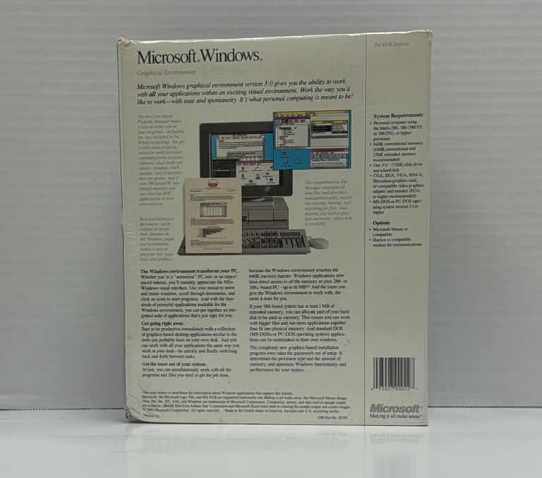 Photo 2 of MICROSOFT WINDOWS 3.0 - NIB SEALED ORIGINAL 3.5" DOS VINTAGE