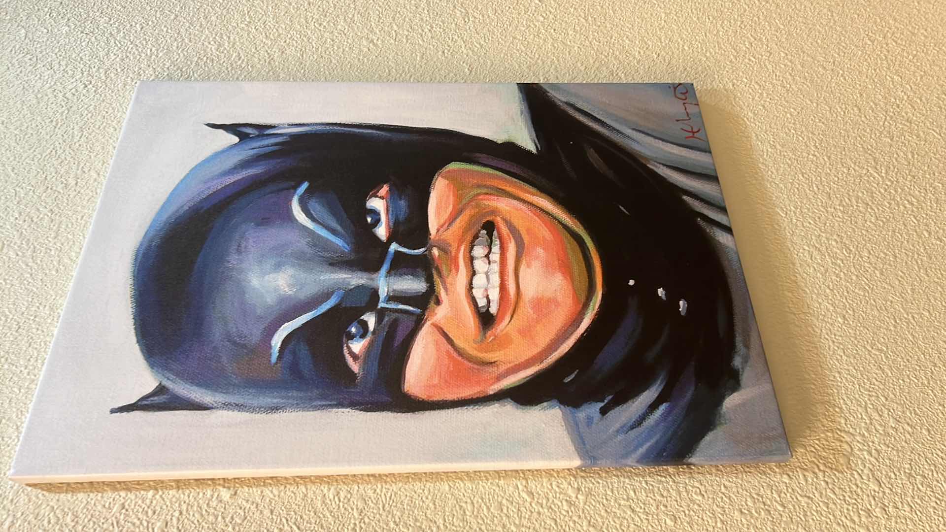 Photo 2 of BATMAN OIL ON CANVAS ARTIST SIGNED ARTWORK 26" x 18"