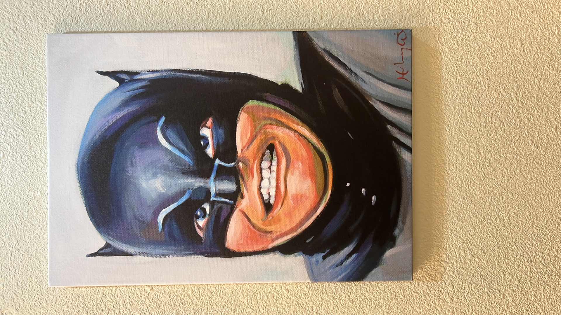 Photo 3 of BATMAN OIL ON CANVAS ARTIST SIGNED ARTWORK 26" x 18"