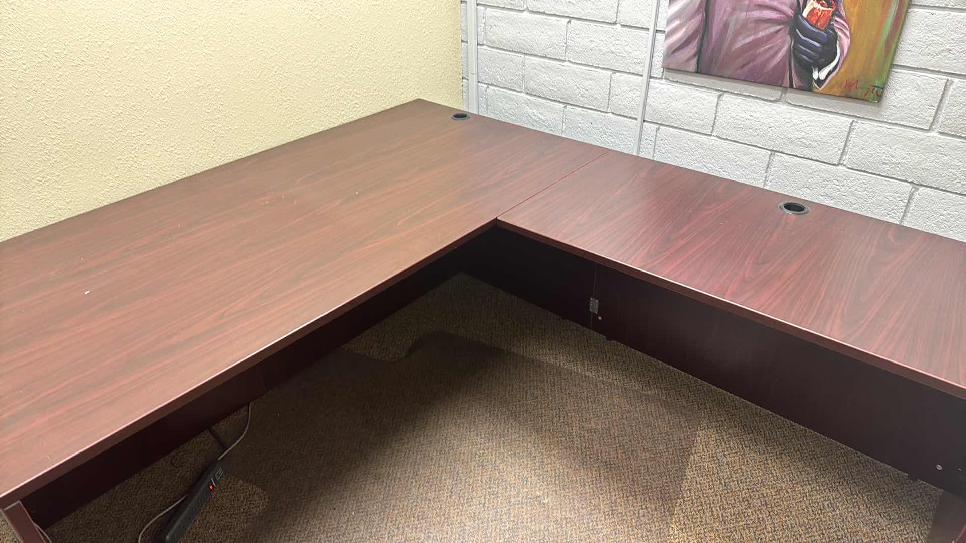 Photo 2 of L- SHAPED CHERRY EXECUTIVE DESK  71”  X  83” 