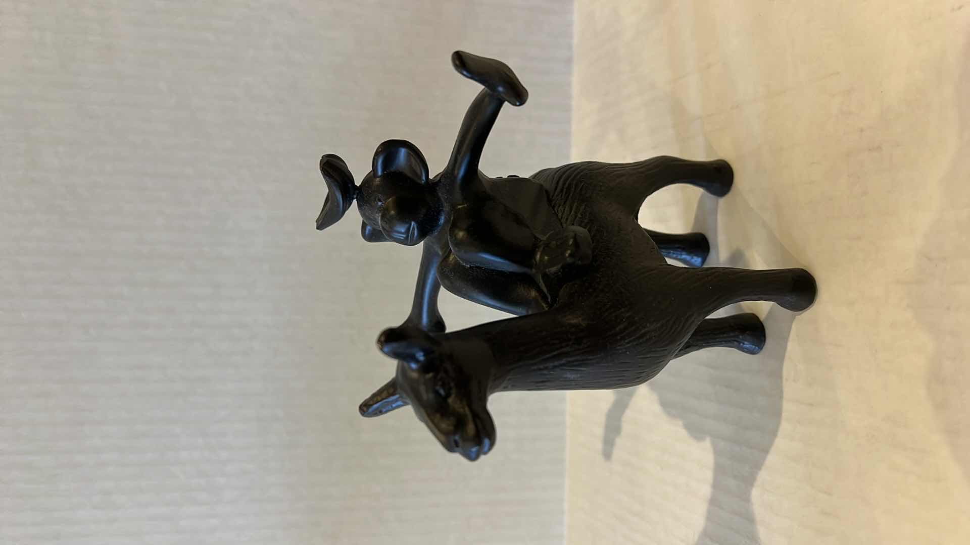 Photo 2 of IKEA "MONKEY RIDING A LLAMA" BLACK STATUE  H5”