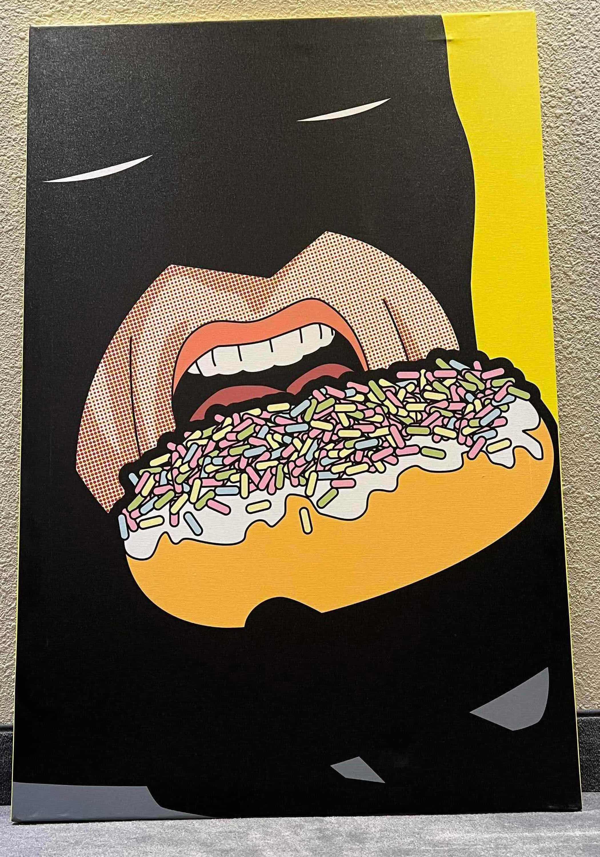 Photo 1 of GREGOIRE GUILLIMEN “SECRET LIFE OF HEROES” POP ART. BATMAN SPRINKLES STRETCHED CANVAS PRINT. 26” x .5”H40”