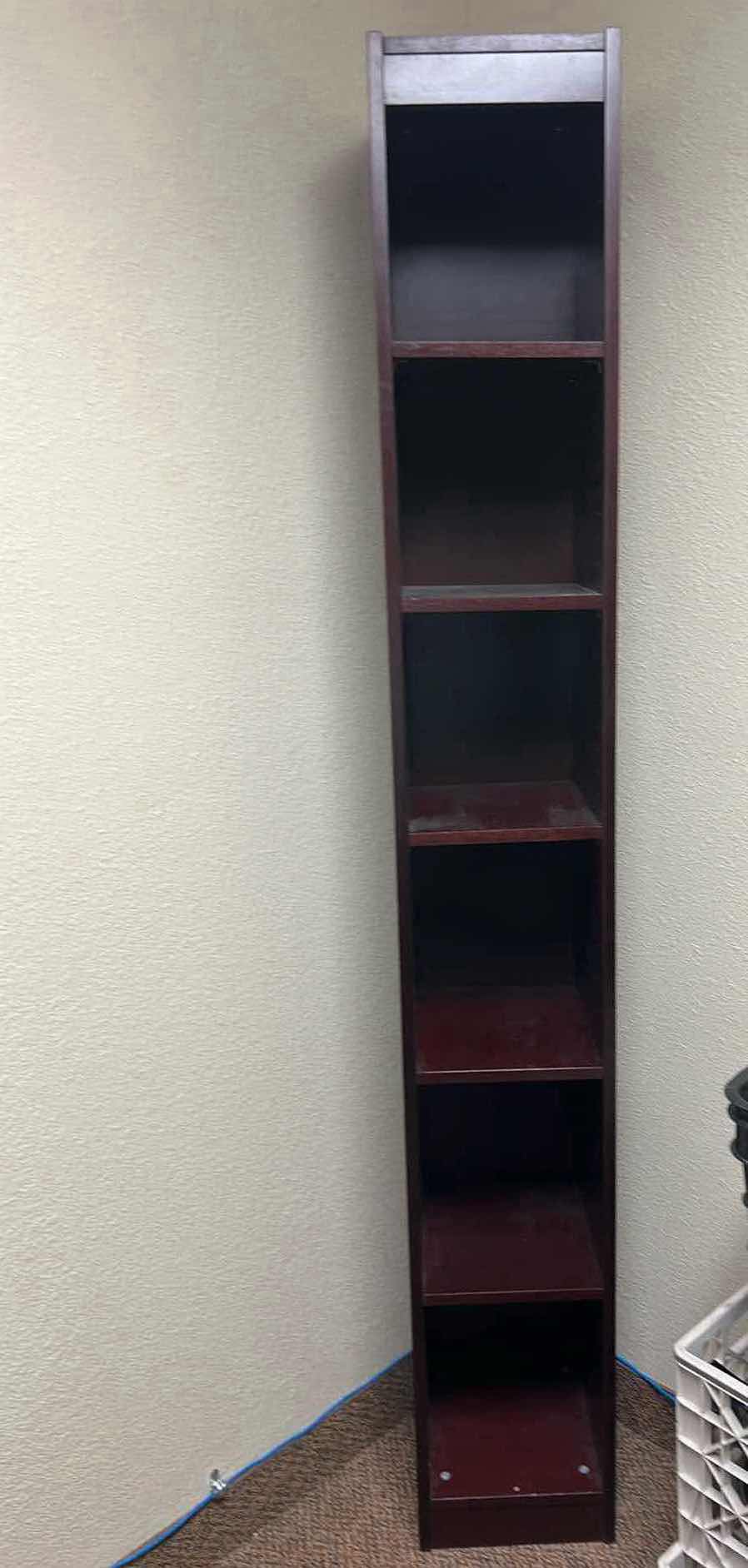 Photo 2 of CHERRY WOOD VENEER NARROW PROFILE BOOKCASE  12" x 12" H84"