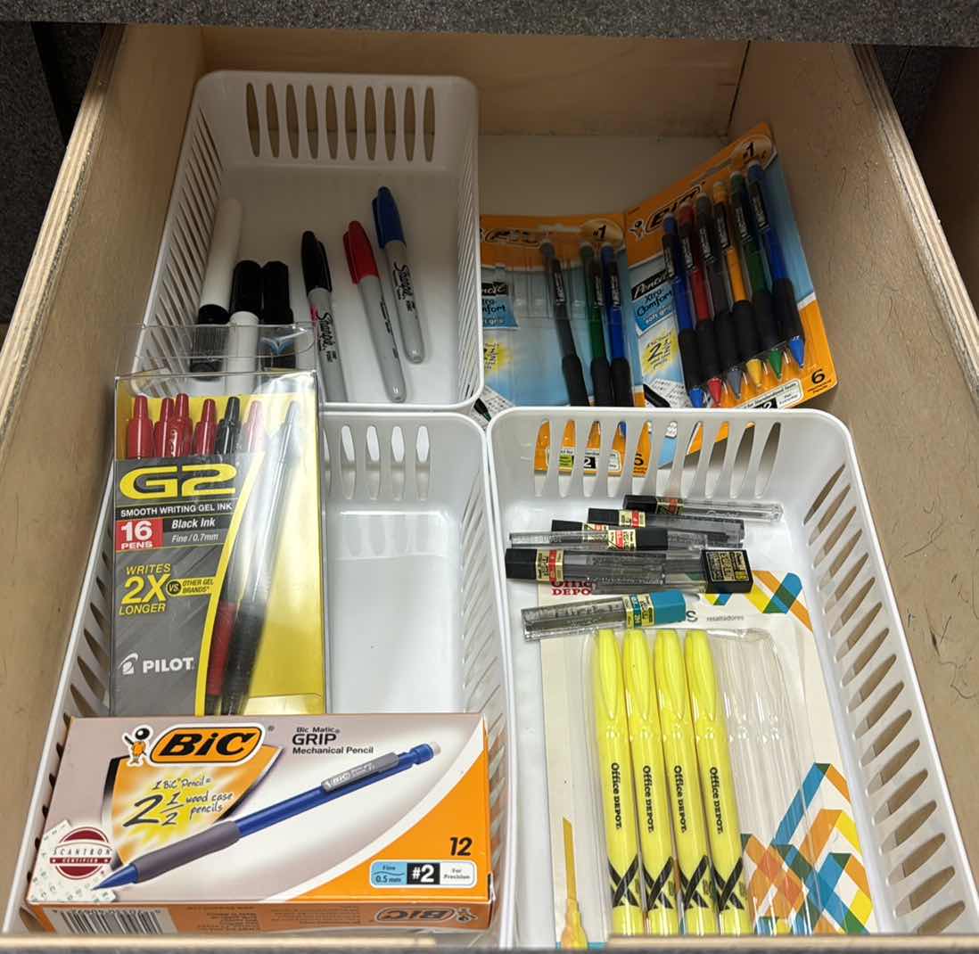 Photo 1 of CONTENTS OF DRAWER-OFFICE SUPPLIES-PENS-HIGHLIGHTERS