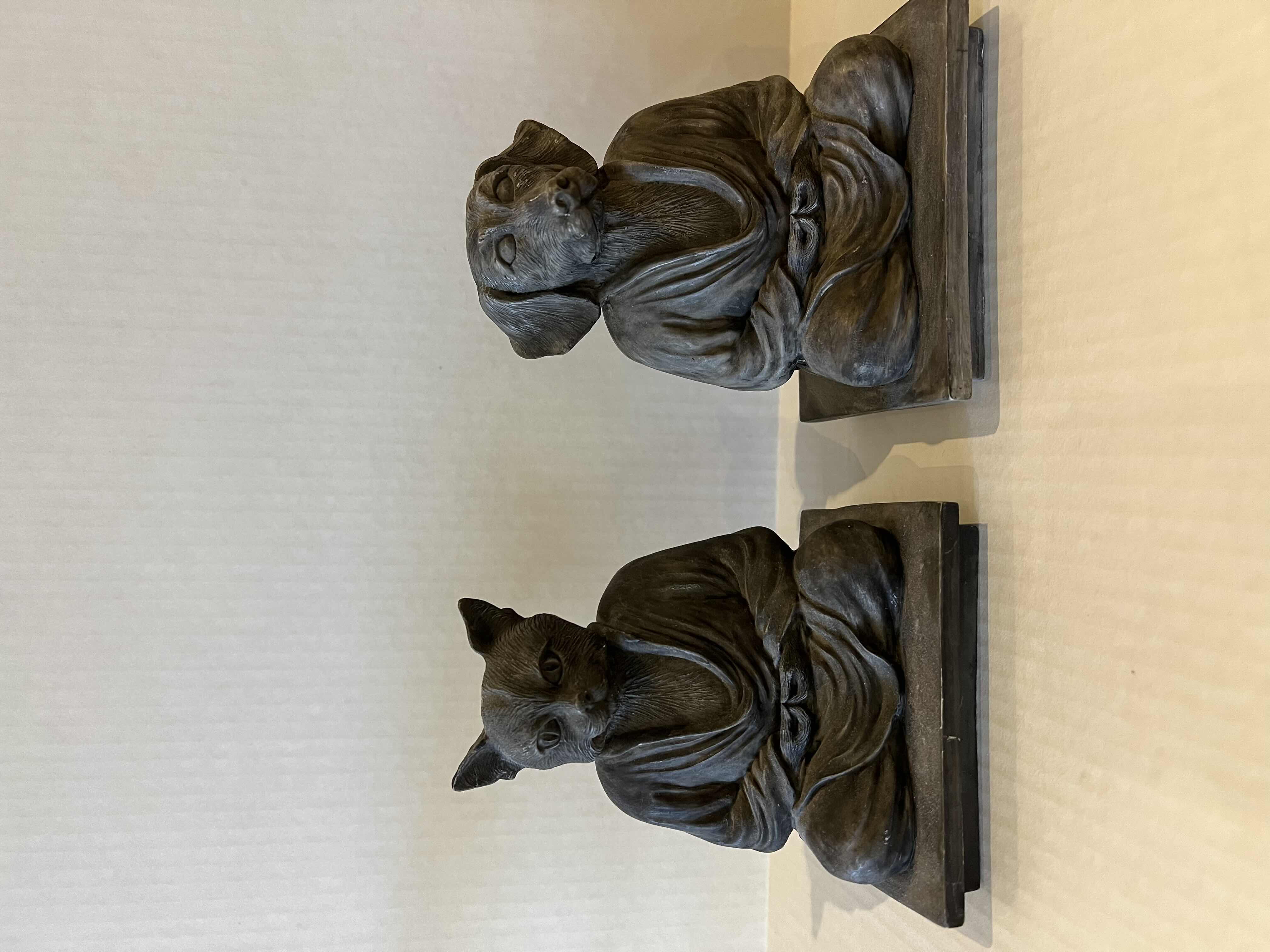 Photo 1 of DOG AND CAT MEDITATING BOOKEND STATUES. H6”