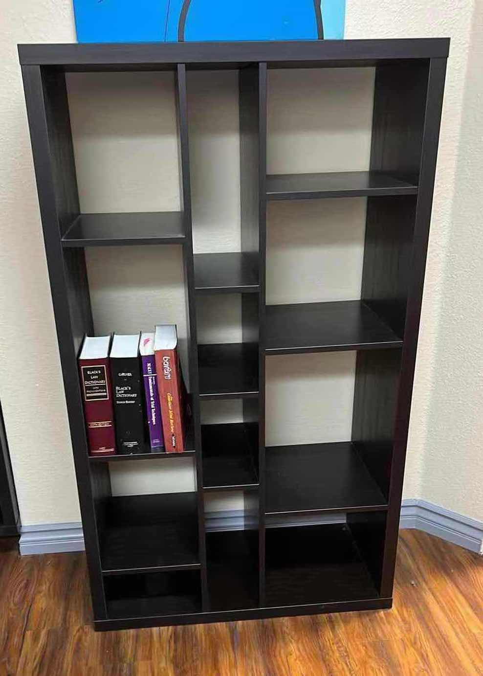 Photo 1 of IKEA BLACK KALLAX SHELVING UNIT W BOOKS 34" x 16" H58" 