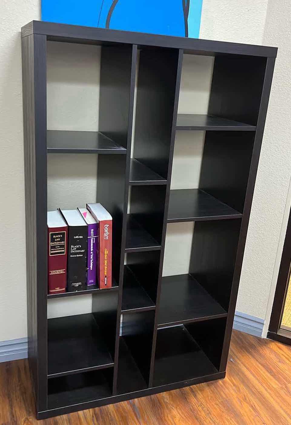 Photo 2 of IKEA BLACK KALLAX SHELVING UNIT W BOOKS 34" x 16" H58" 