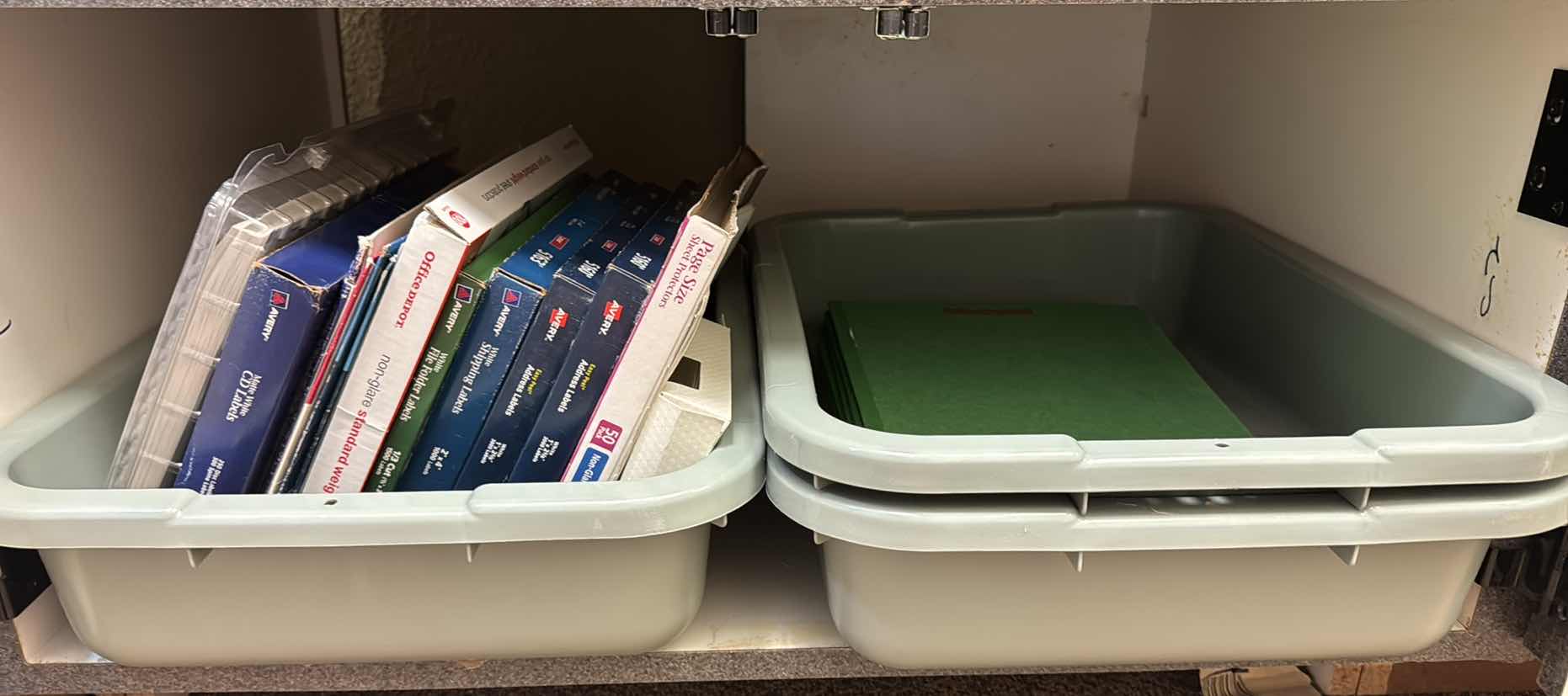 Photo 1 of CONTENTS OF CABINET-FILE LABELS & PLASTIC BINS