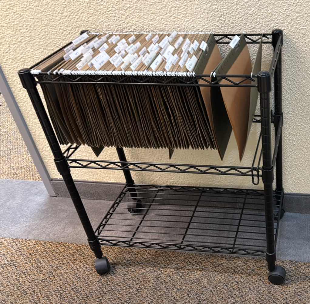 Photo 1 of BLACK METAL FILING CART 
13” X 26”