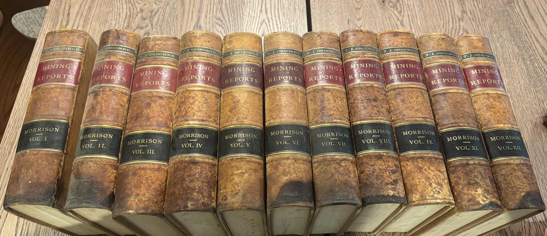 Photo 1 of 11-RARE ANTIQUE "TJ OSBORNE,MINING REPORT BOOKS" VOLUMES 1-11