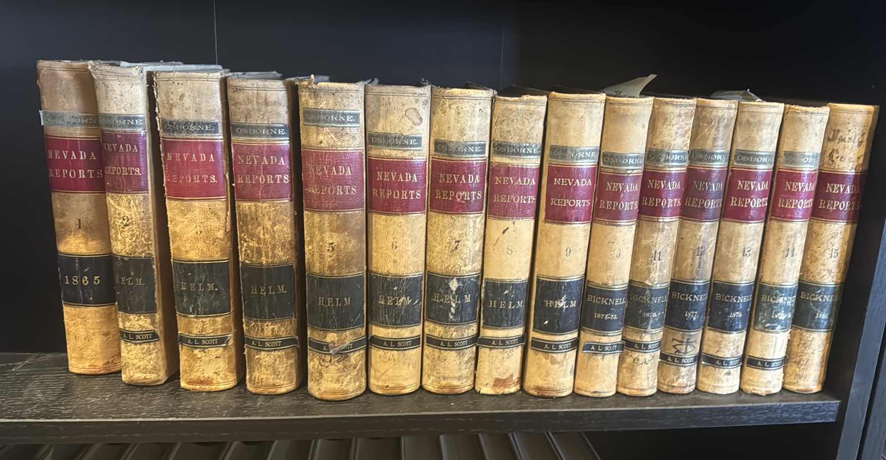 Photo 1 of 15-RARE ANTIQUE LEGAL BOOKS "NEVADA SUPREME COURT REPORTS"  PUBLISHED 1865 VOLUMES 1-15 