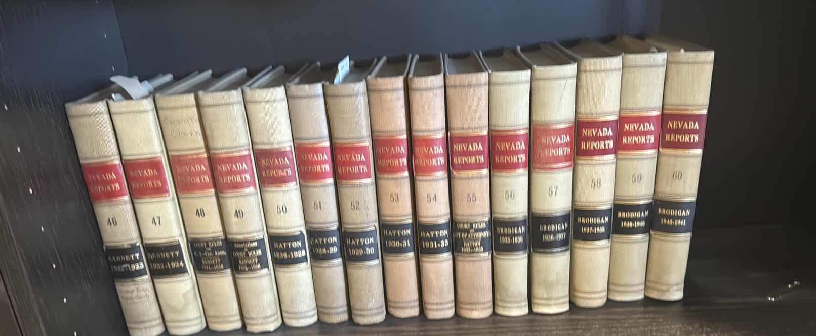 Photo 1 of 15-RARE ANTIQUE LEGAL BOOKS "NEVADA SUPREME COURT REPORTS" PUBLISHED 1924, VOLUMES 46-60.