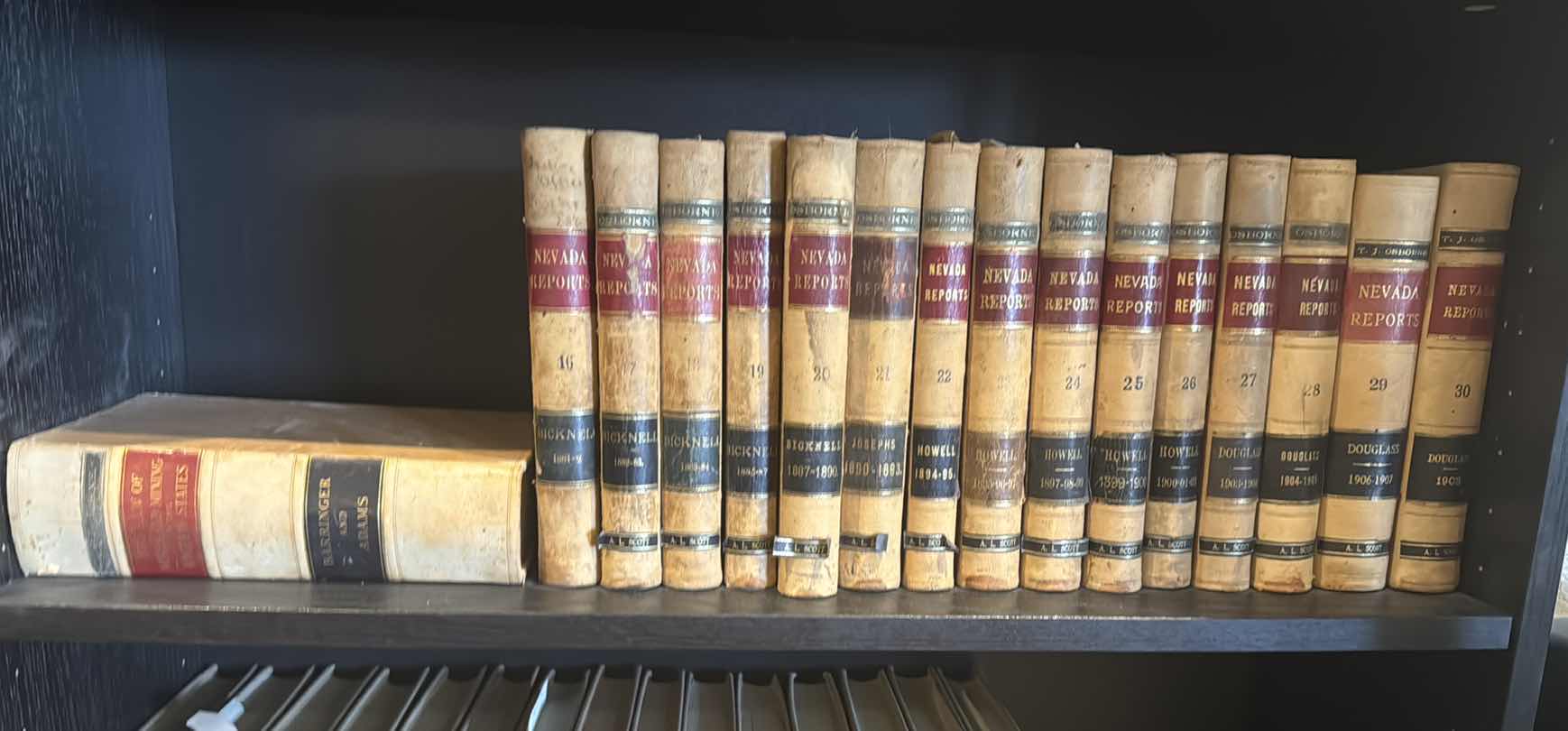 Photo 1 of 15-RARE ANTIQUE LEGAL BOOKS "NEVADA SUPREME COURT REPORTS" PUBLISHED 1886, VOLUMES 16-30 &  ANTIQUE REPORTS OF MINING BOOK