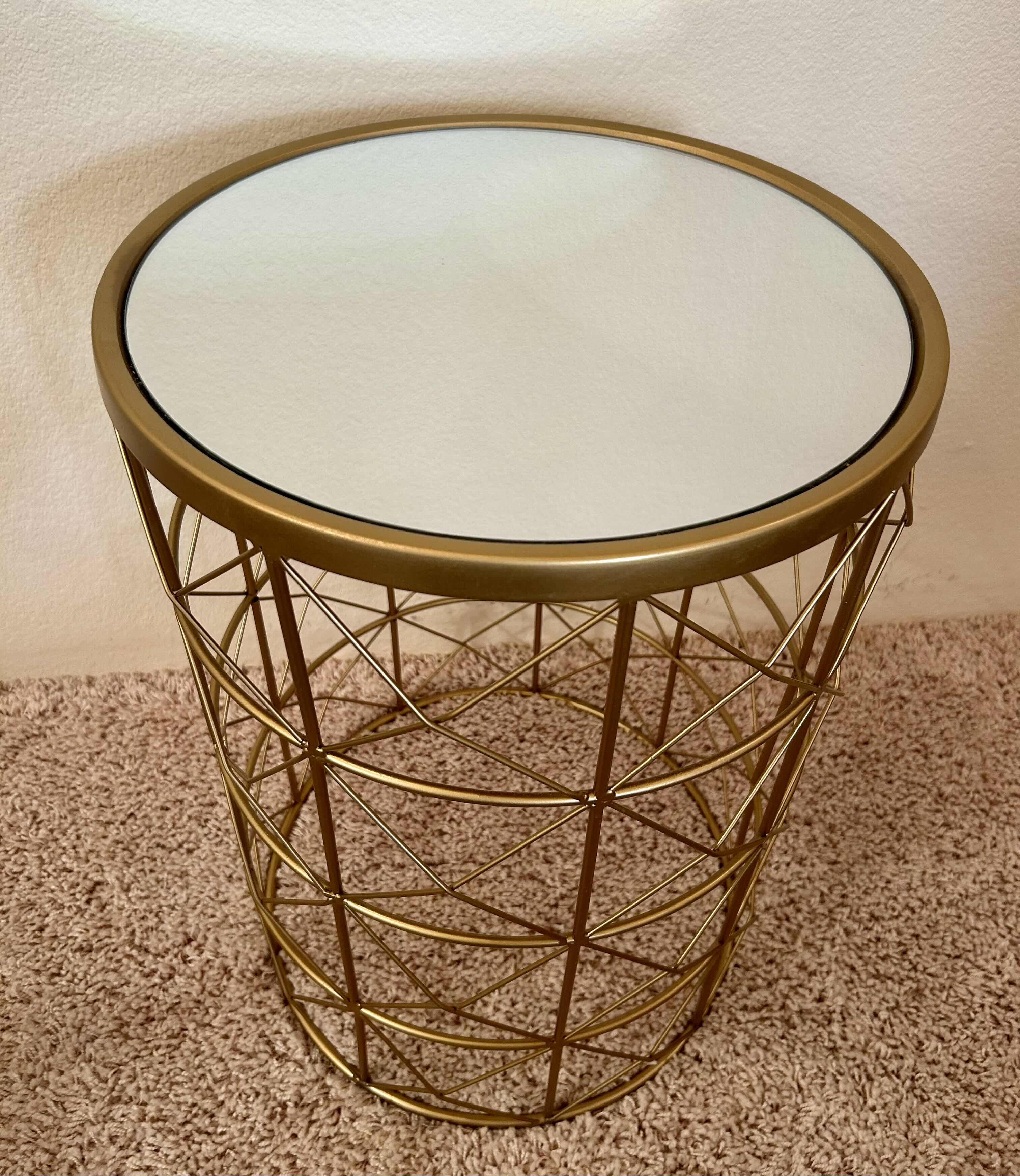 Photo 2 of 15” VOGA GOLD MIRRORED ROUND TABLE 
22”H