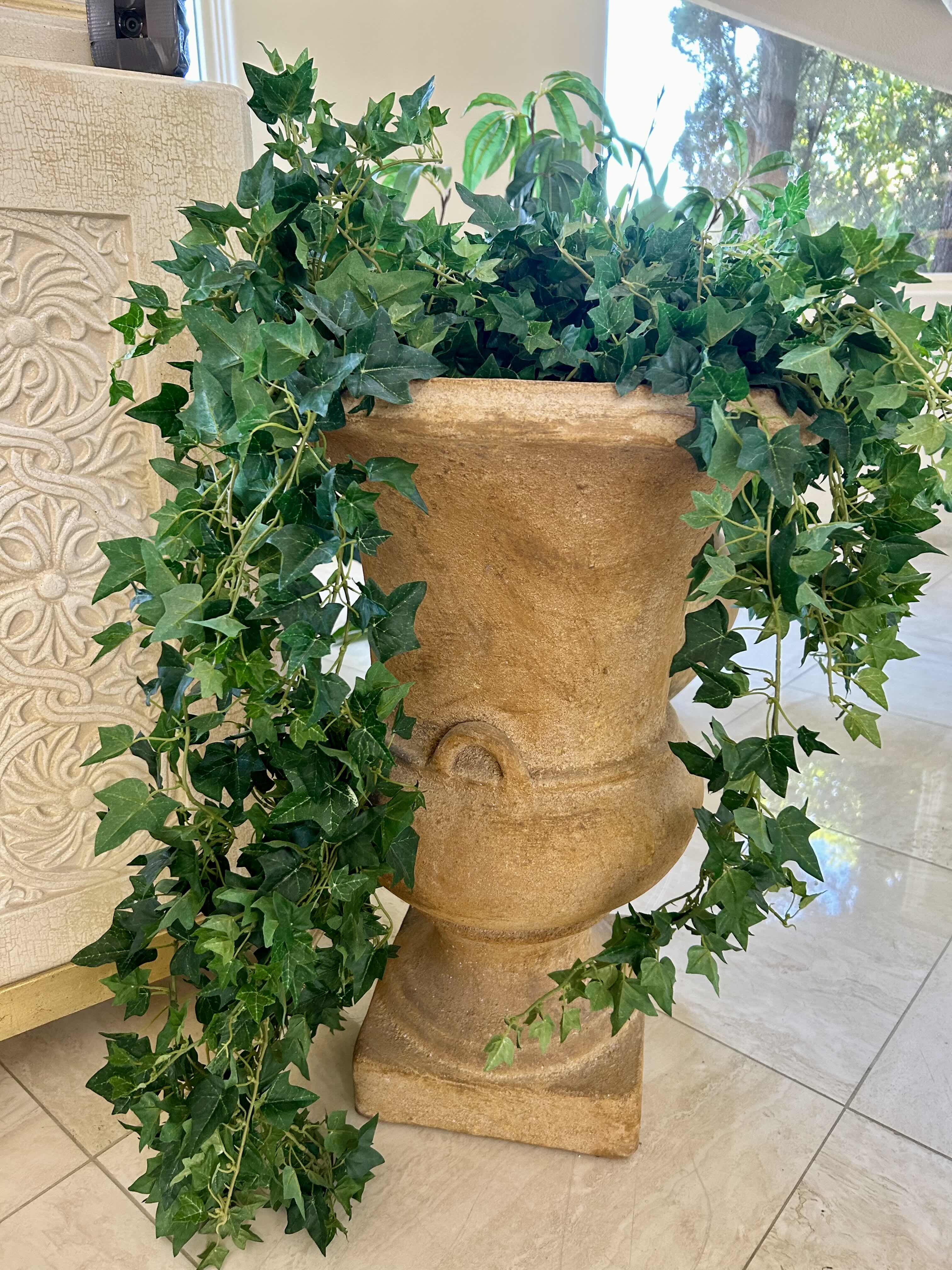 Photo 3 of FAUX ENGLISH IVY IN METAL TERRACOTTA COLORED PLANTER 32” H