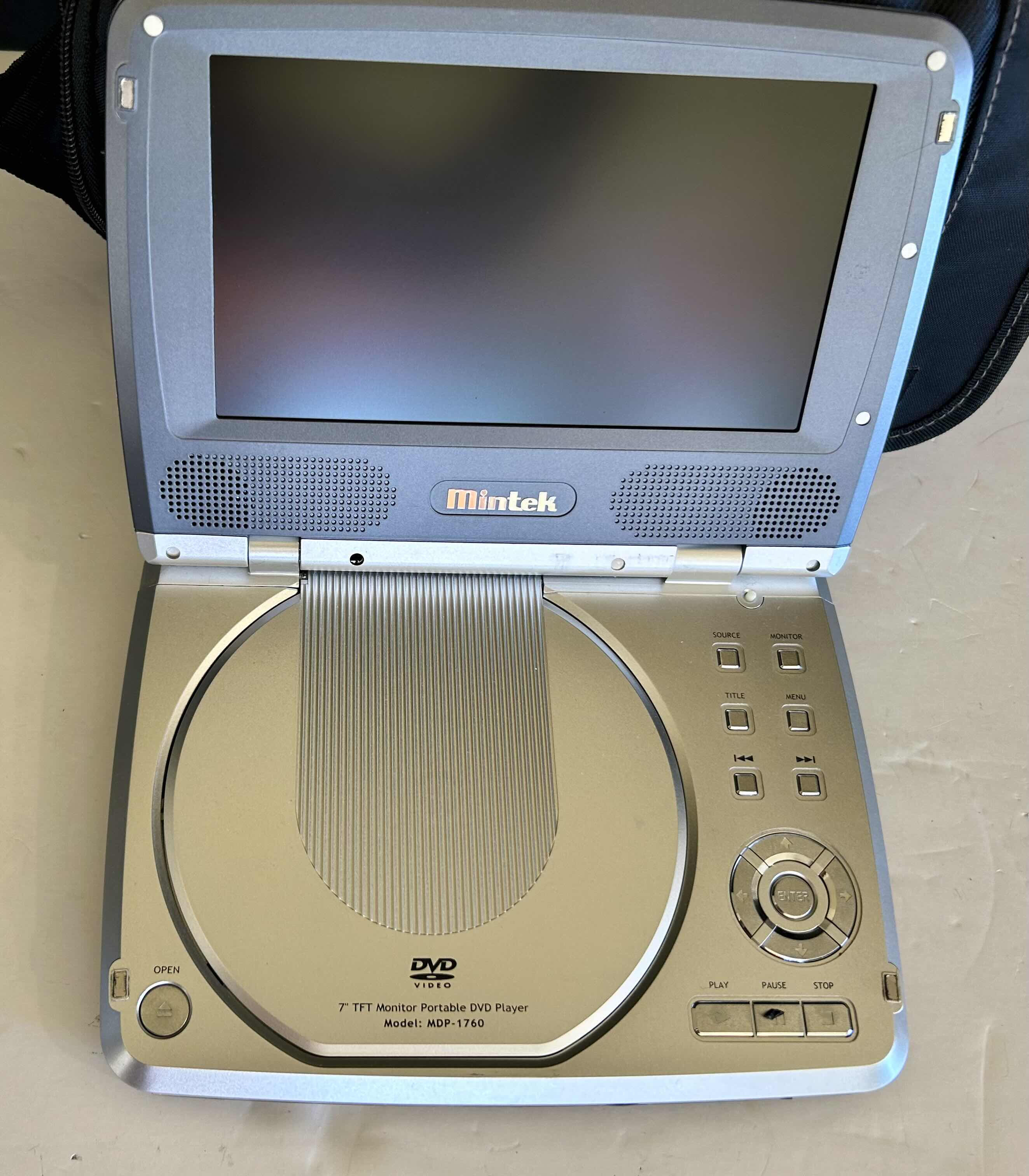 Photo 2 of MINTEK 7” TFT MONITOR PORTABLE DVD PLAYER MODEL: MDP-1760 WITH 2 SONY NOISE CANCELING HEADPHONES WITH CARRYING CASE