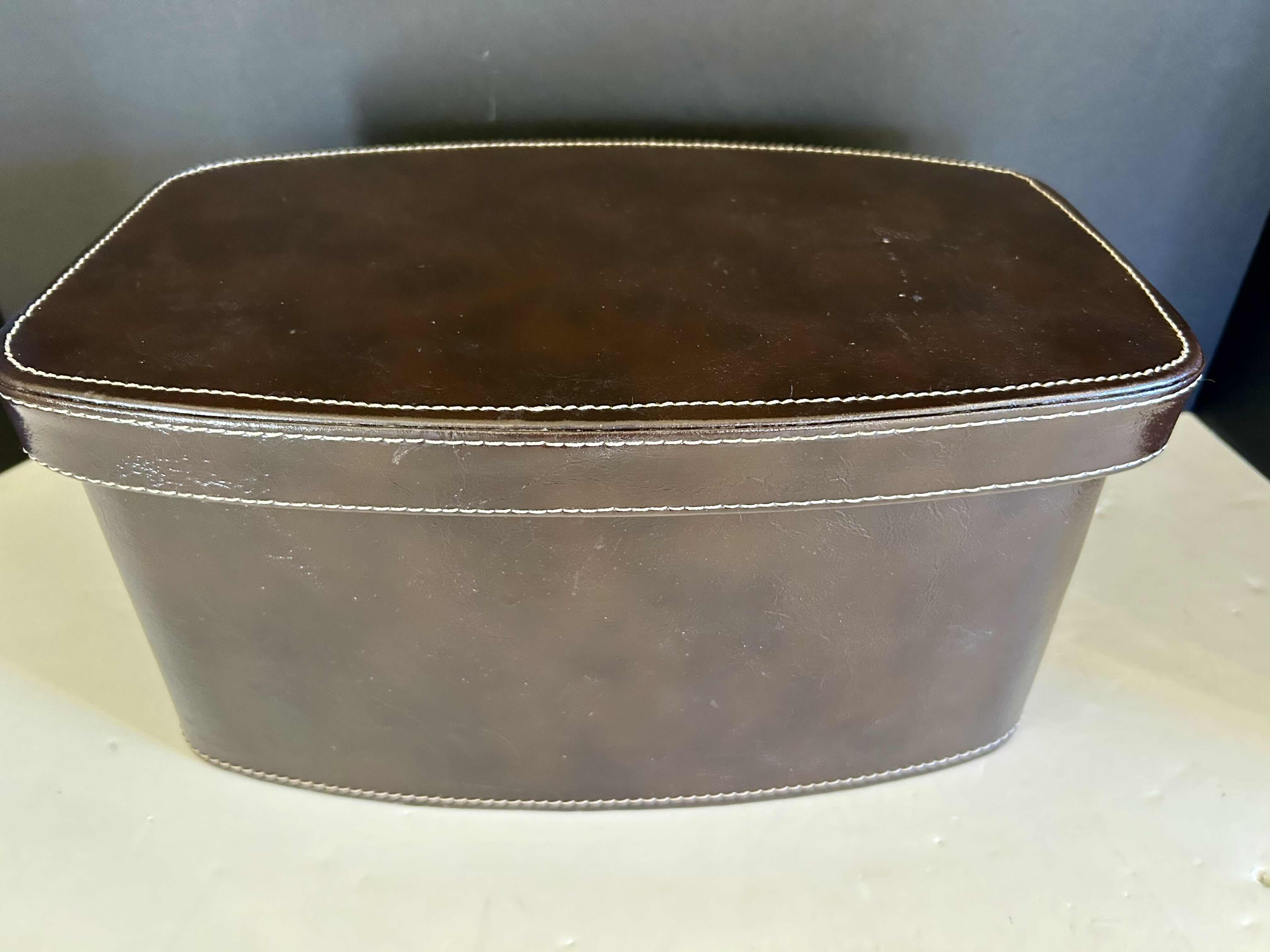 Photo 2 of DECORATIVE LEATHER WRAPPED, CLOTH LINED BOX