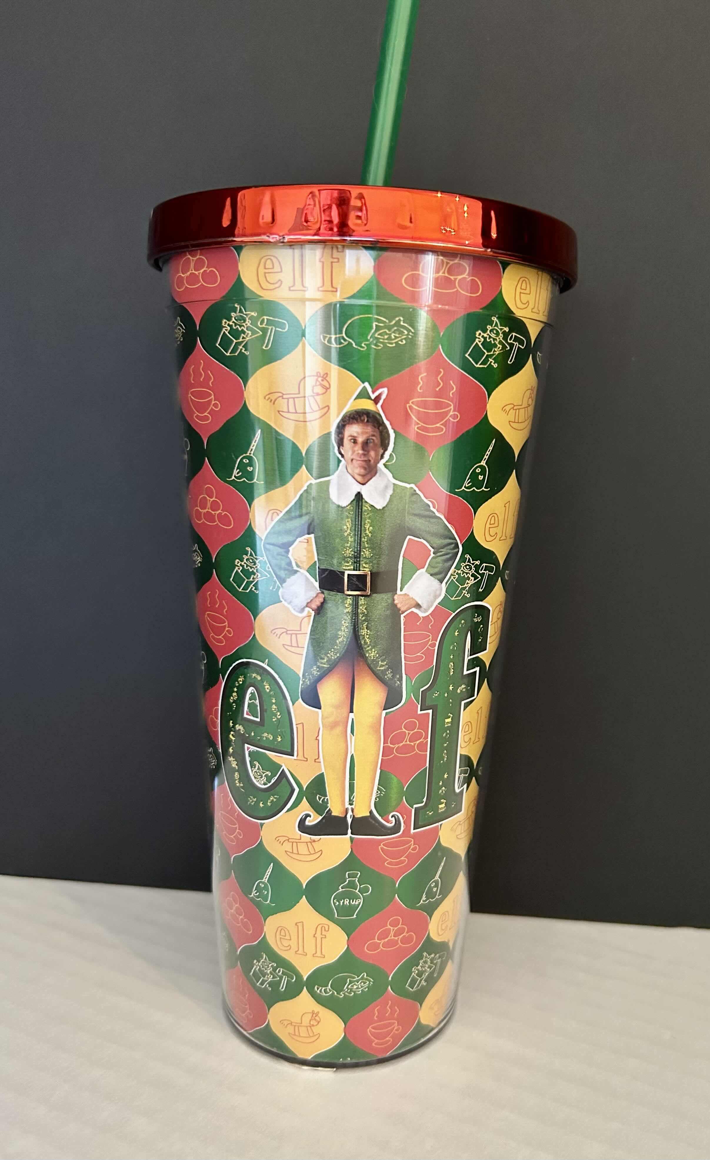 Photo 1 of SPOONTIQUES ELF THE MOVIE: ACRYLIC DOUBLE WALL INSULATED 20 OZ FOIL CUP WITH  STRAW