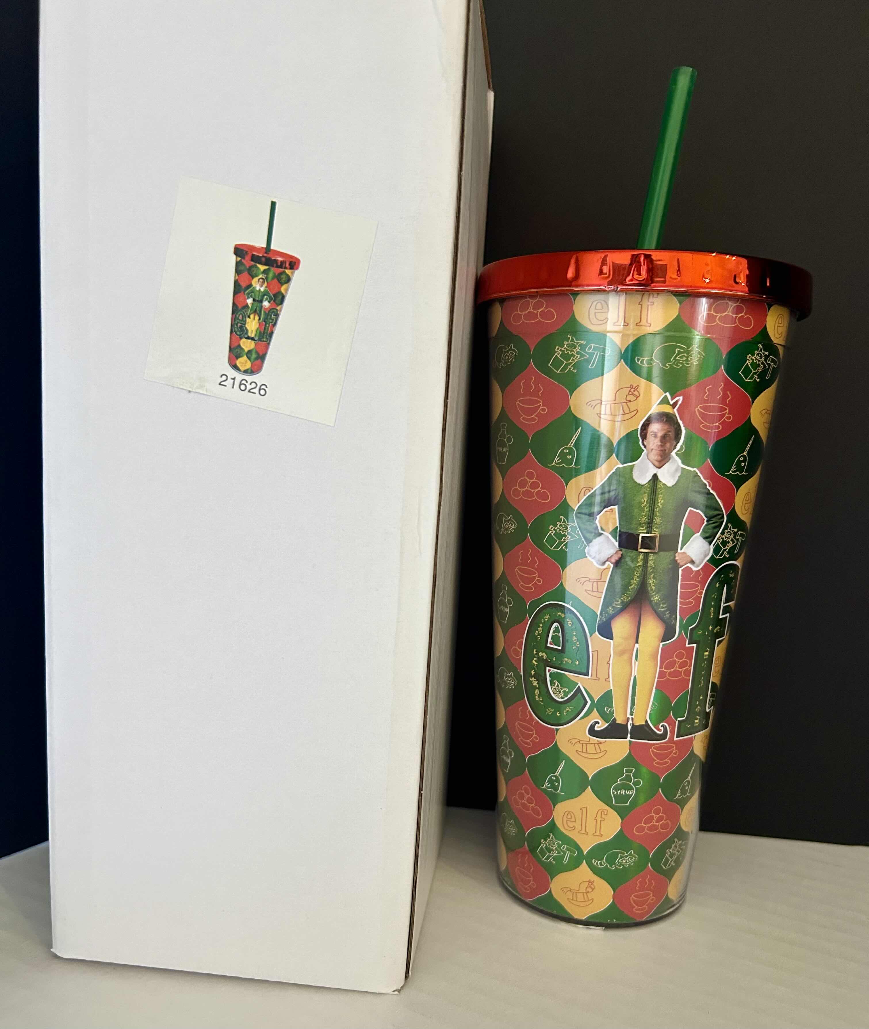 Photo 2 of SPOONTIQUES ELF THE MOVIE: ACRYLIC DOUBLE WALL INSULATED 20 OZ FOIL CUP WITH  STRAW