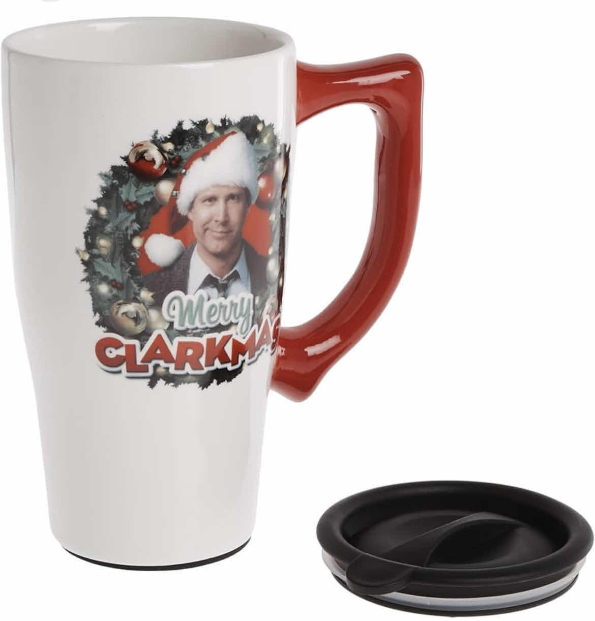 Photo 1 of MERRY CLARKMAS CERAMIC TRAVEL MUG W/LID FROM CHRISTMAS VACATION