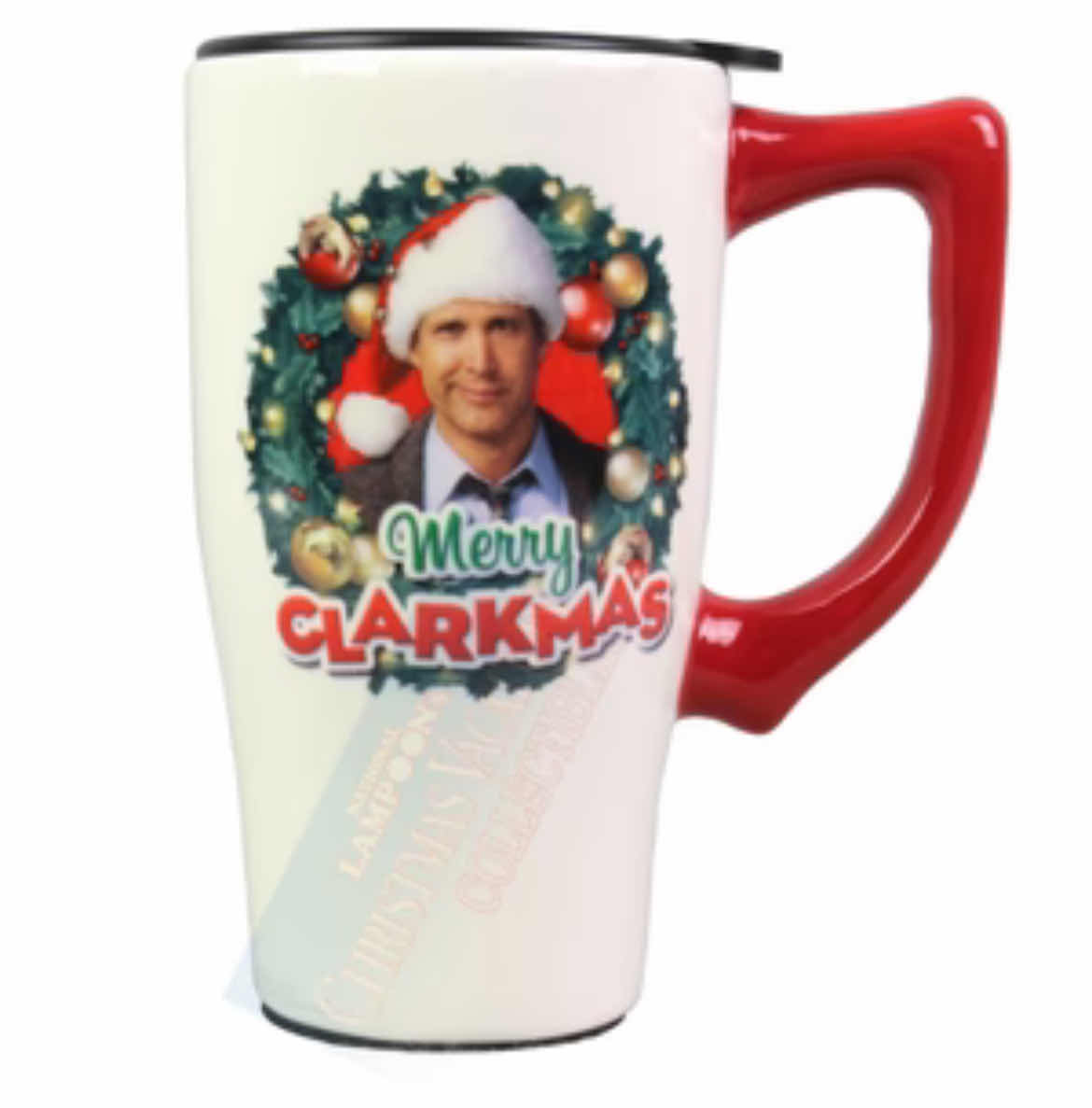 Photo 2 of MERRY CLARKMAS CERAMIC TRAVEL MUG W/LID FROM CHRISTMAS VACATION