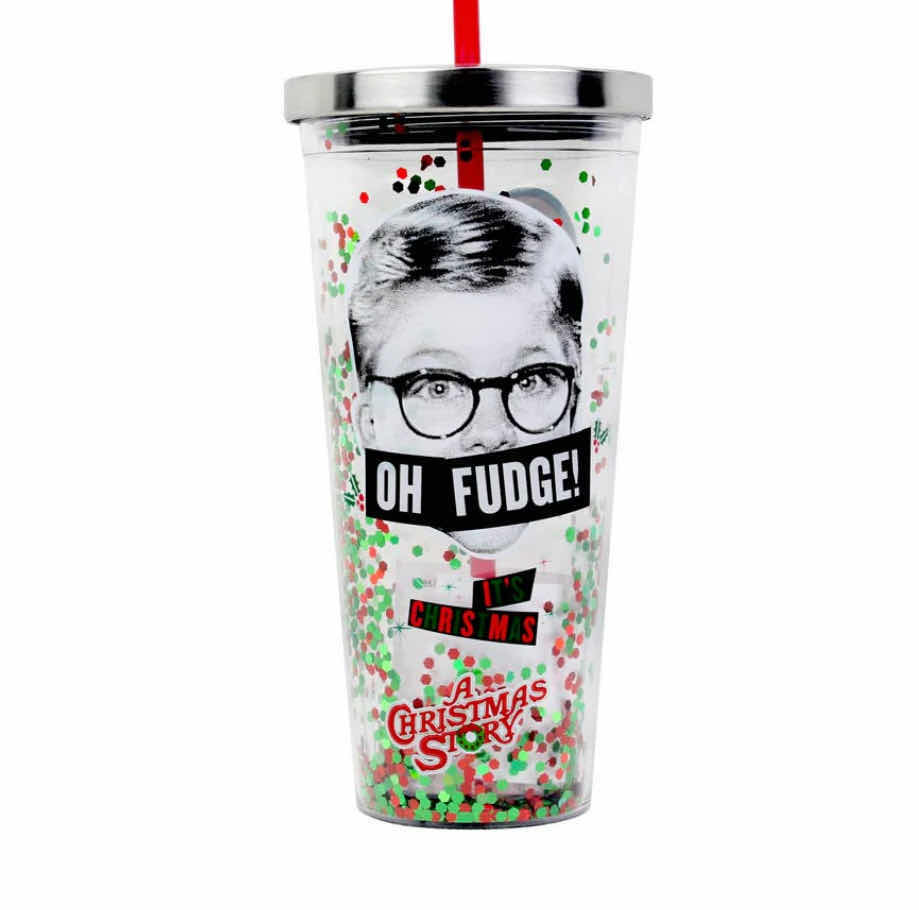 Photo 1 of OH FUDGE 20 OZ GLITTER STRAW CUP FROM A CHRISTMAS STORY