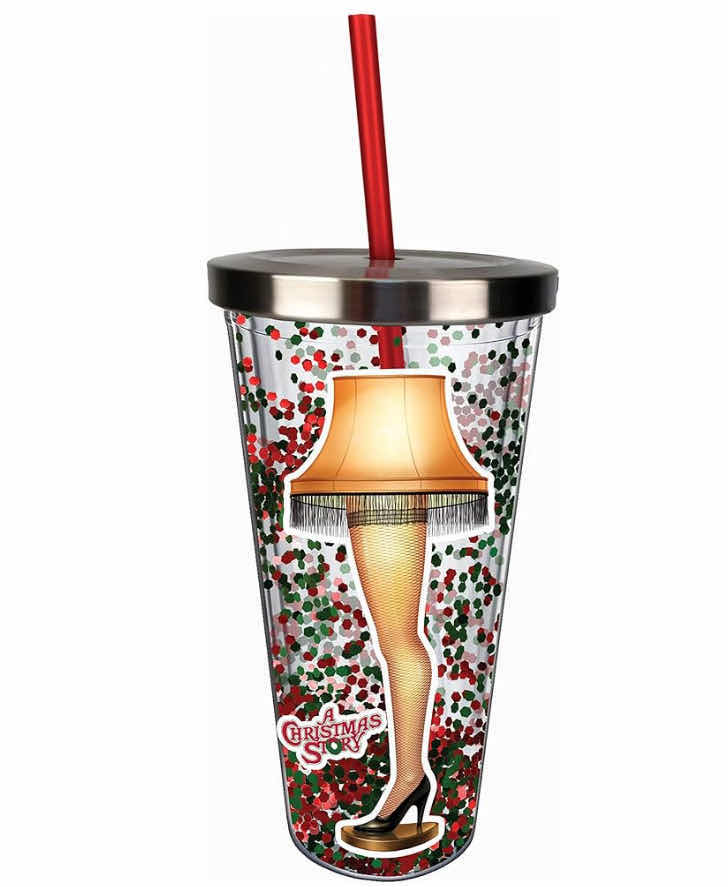 Photo 1 of SPOONTIQUES - GLITTER FILLED ACRYLIC TUMBLER - GLITTER CUP WITH STRAW - 20 oz?- STAINLESS STEEL LOCKING LID WITH STRAW - DOUBLE WALL INSULATED - BPA FREE - LEG LAMP