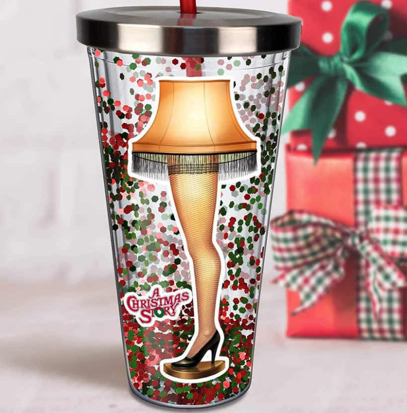 Photo 2 of SPOONTIQUES - GLITTER FILLED ACRYLIC TUMBLER - GLITTER CUP WITH STRAW - 20 oz?- STAINLESS STEEL LOCKING LID WITH STRAW - DOUBLE WALL INSULATED - BPA FREE - LEG LAMP