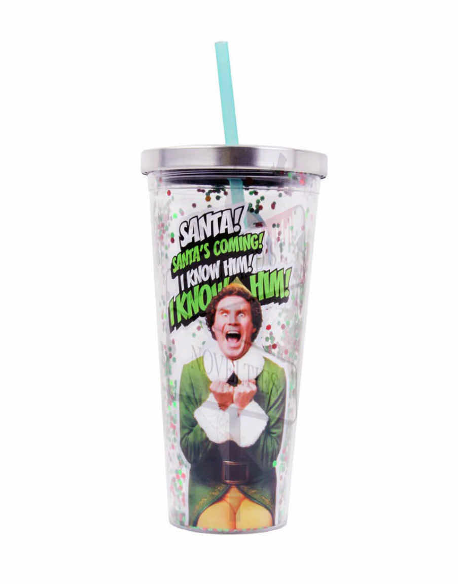 Photo 1 of SANTA’S COMING 20 OZ GLITTER STRAW CUP FROM ELF THE MOVIE