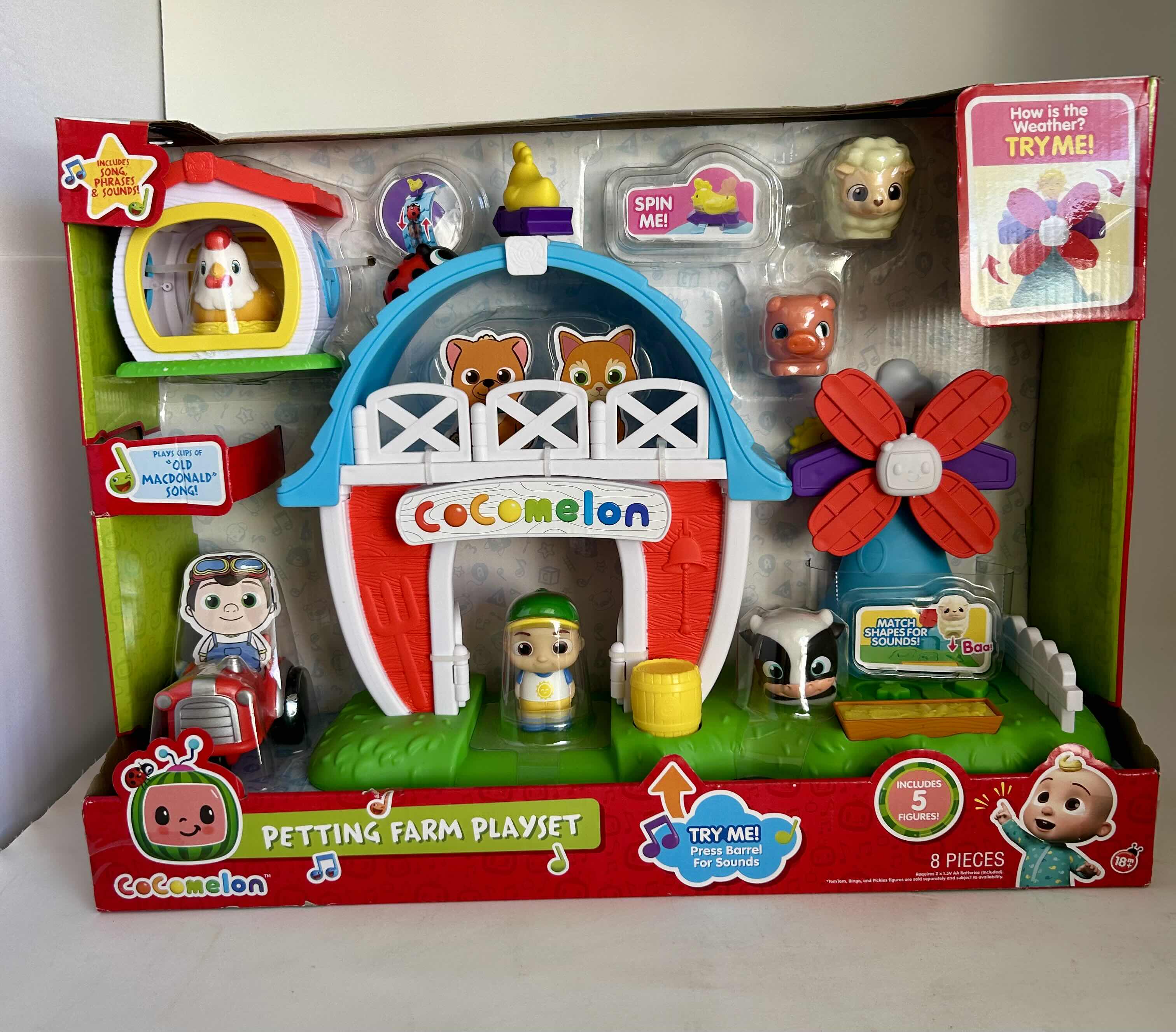 Photo 1 of BRAND NEW COCOMELON PETTING FARM PLAYSET - FEATURES A FARMER FIGURE JJ, BARN ANIMALS, BARN FACADE WITH WINDMILL, HEN House, TRACTOR - SOUNDS  AND PHRASES