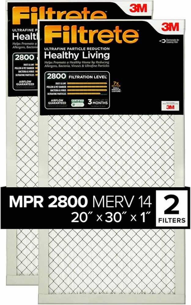 Photo 1 of BRAND NEW - 3M FILTRETE AIR FILTER, MPR 2800, MERV 14, HEALTHY LIVING ULTRAFINE PARTICLE REDUCTION, 3-MONTH PLEATED 1" AIR FILTERS, 2 FILTERS, 20" X 30" X 1"