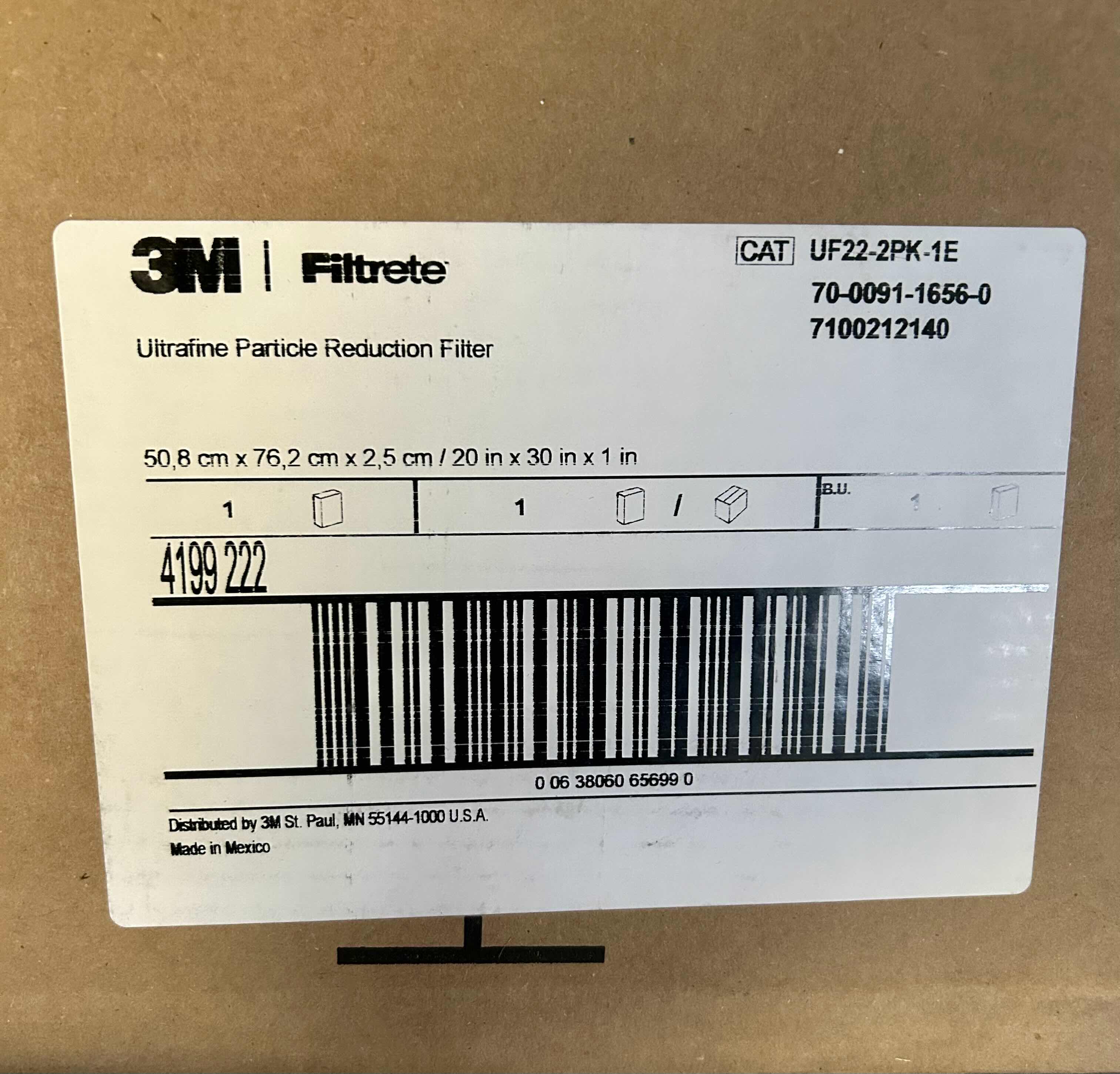 Photo 2 of BRAND NEW - 3M FILTRETE AIR FILTER, MPR 2800, MERV 14, HEALTHY LIVING ULTRAFINE PARTICLE REDUCTION, 3-MONTH PLEATED 1" AIR FILTERS, 2 FILTERS, 20" X 30" X 1"