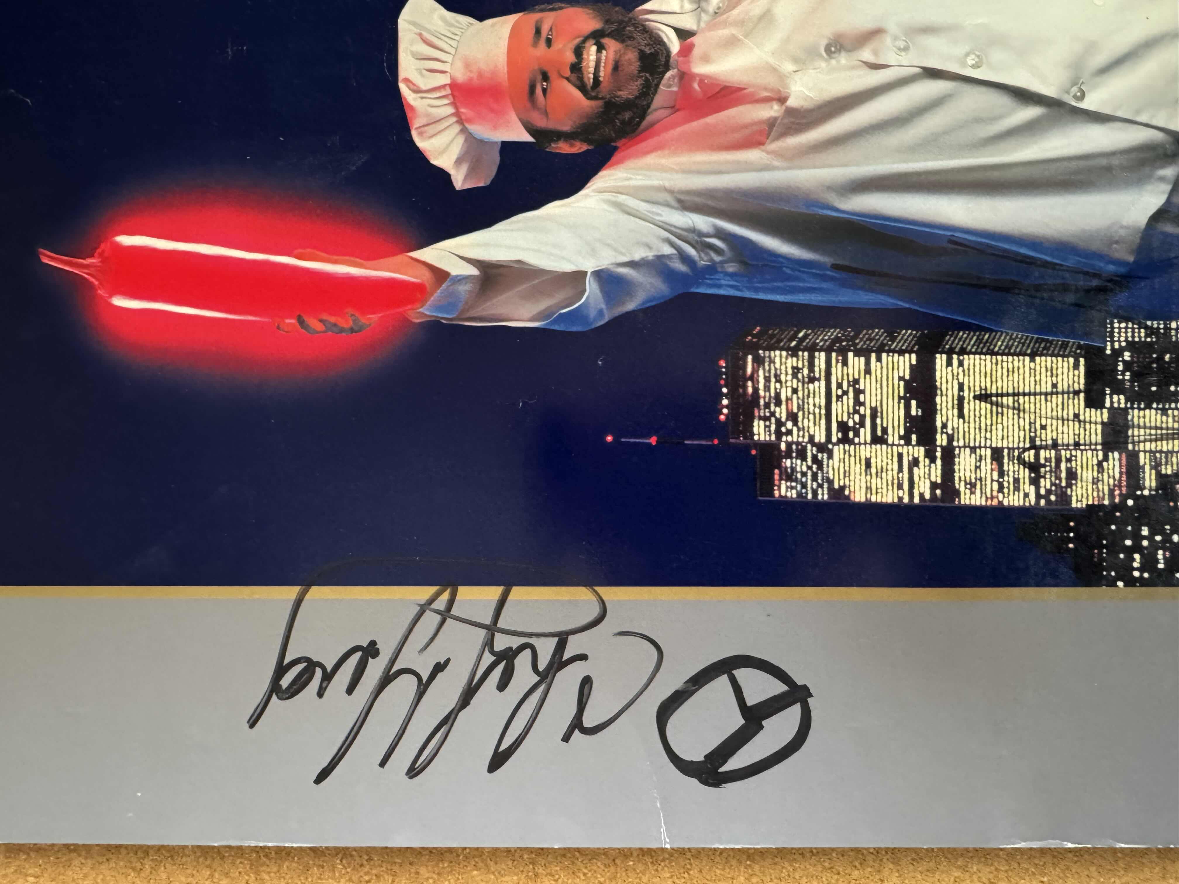 Photo 1 of VINTAGE, POSTER ONLY, CELEBRITY CHEF PAUL PRUDHOMME SIGNED “GIVE ME THE HINGRY…”, POSTER, K-PAUL’S LOUISIANA KITCHEN ON THE ROAD•NEW YORK 1985
26.5”H X 17.5”W