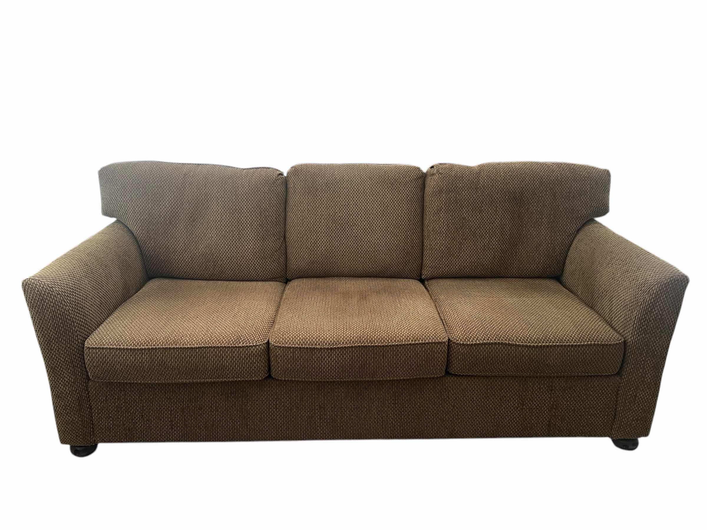 Photo 1 of ASHLEY SOFA 6' BOWN UPHOLSTERED STUFFED COUCH.