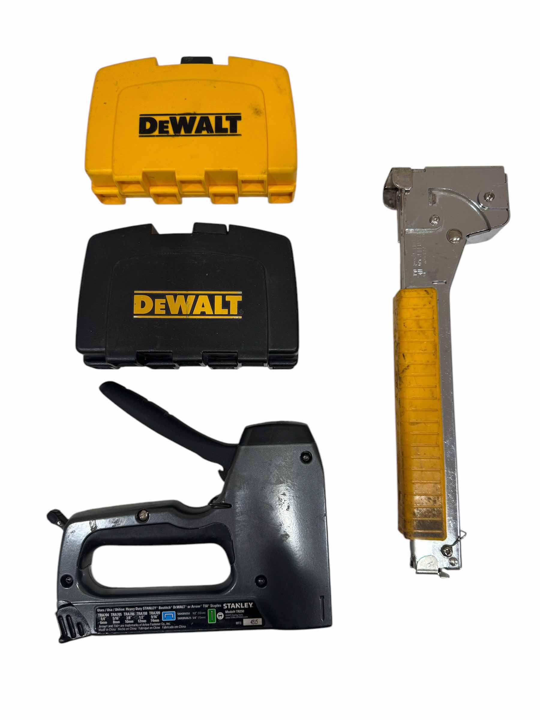 Photo 1 of 4 - TOOLS, STANLEY STAPLE GUN, ARROW T50 STABLE GUN, 2 DEWALT SCREW DRIVER SET