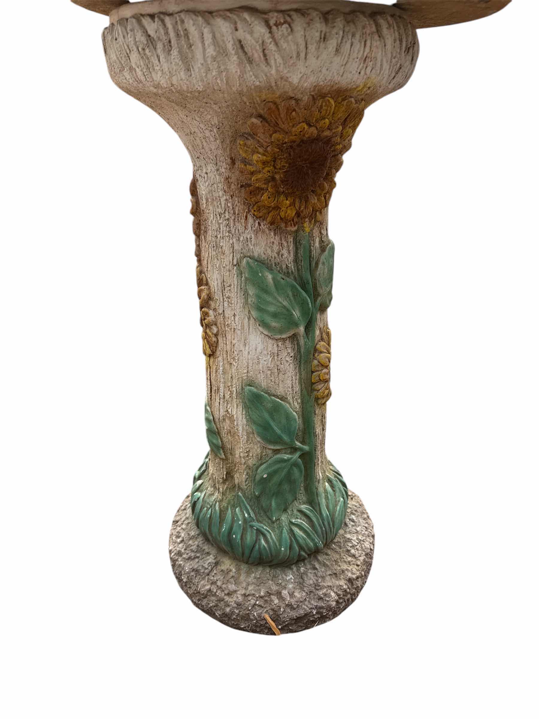 Photo 2 of OUTDOOR DECOR- CERAMIC SUNFLOWER BIRDBATH H28”