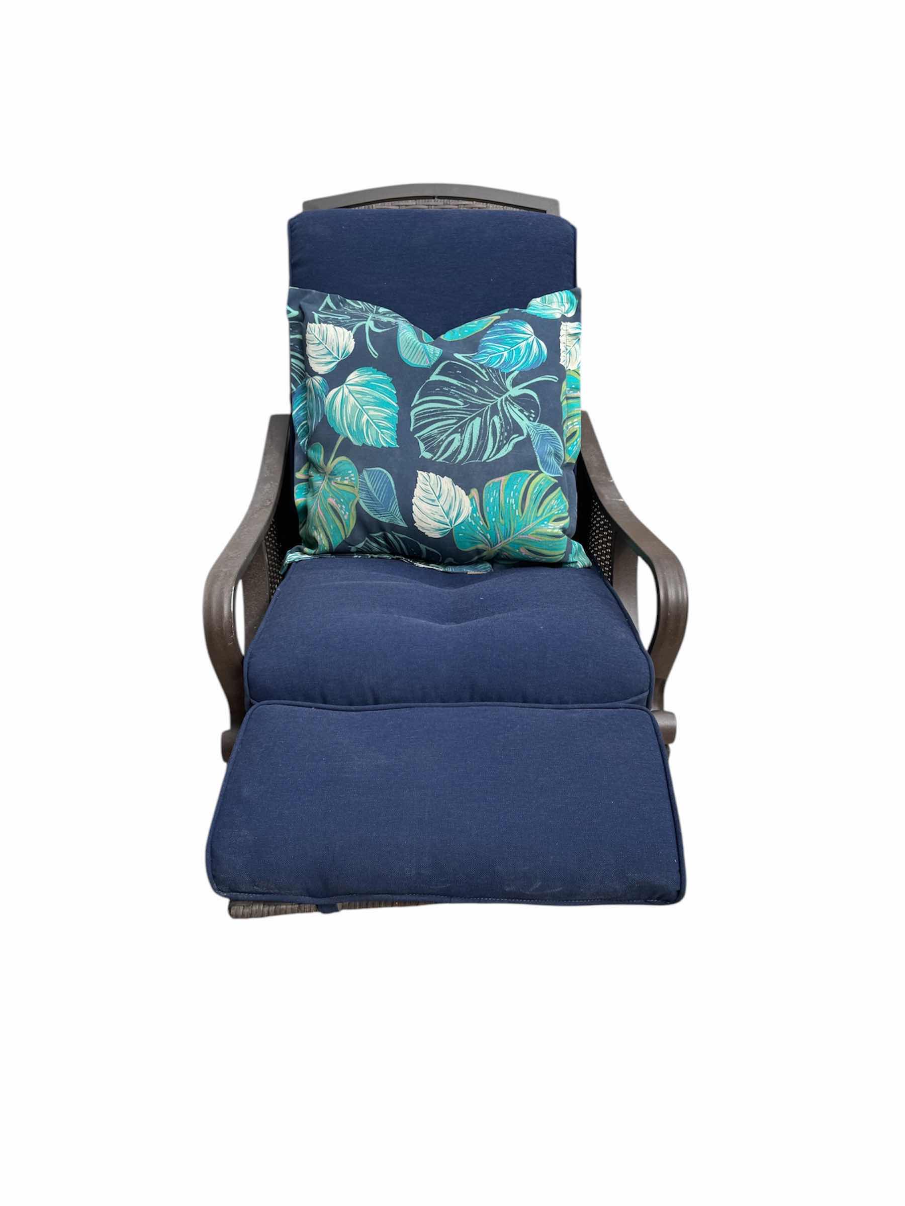 Photo 2 of OUTDOOR RECLINING CHAIR WITH PILLOWS. 27”W X 42”H