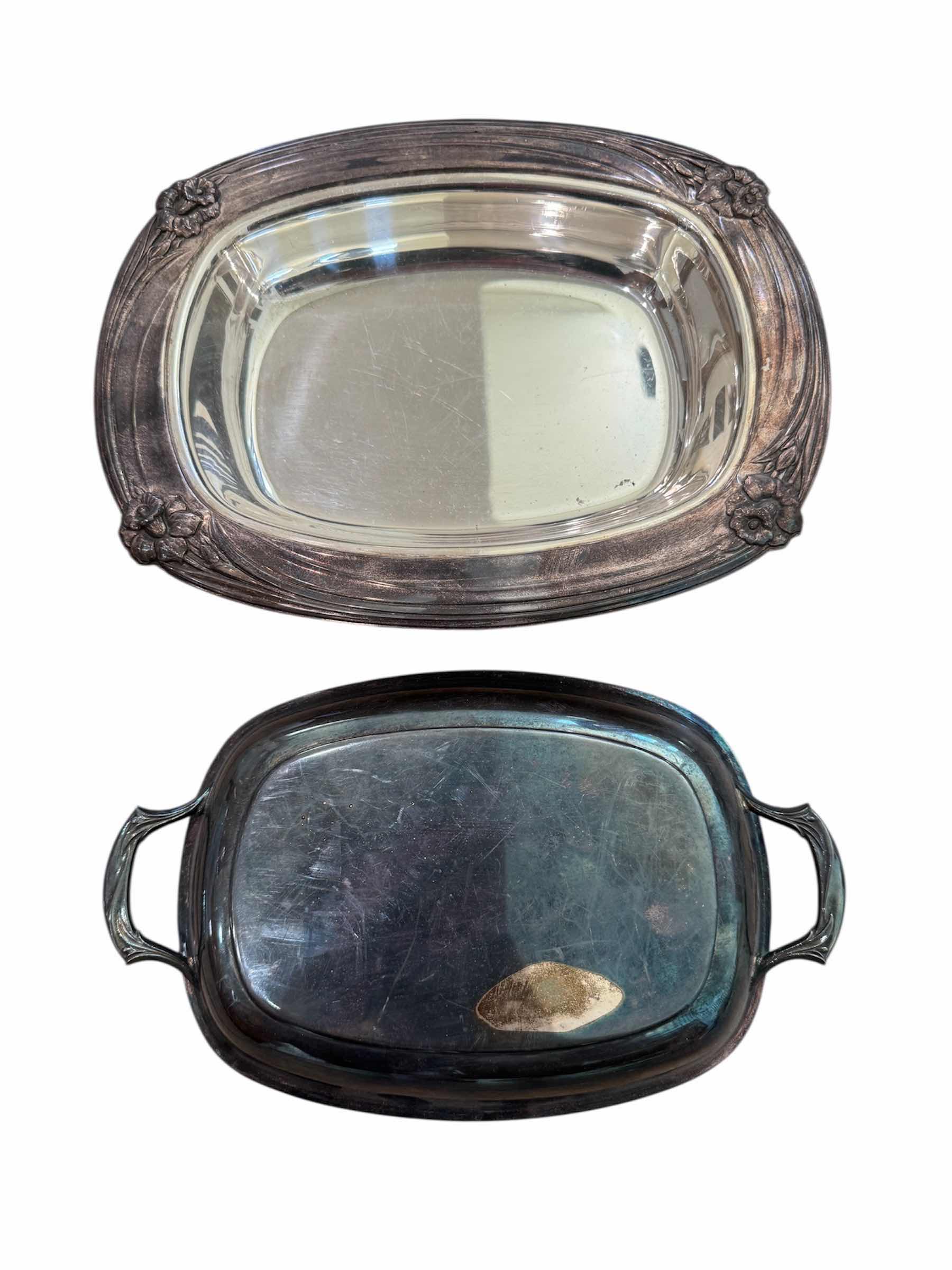 Photo 1 of 160
VINTAGE ANTIQUE ROGER BROS DAFFODIL 1847, SERVING PLATTER WITH MATCHING CANDLE HOLDERS, FLOWER DESIGN, SILVER PLATED, 3 ITEMS

SERVING PLATTER 
11.5” X 9.5” X H4”
