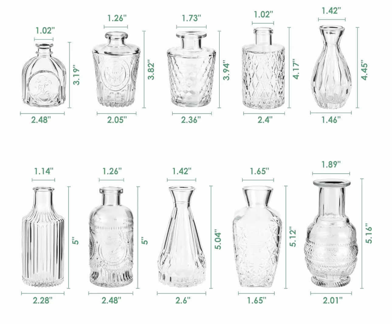 Photo 1 of BRAND NEW CASE OF 4 GLASS BUD VASES SET OF 10