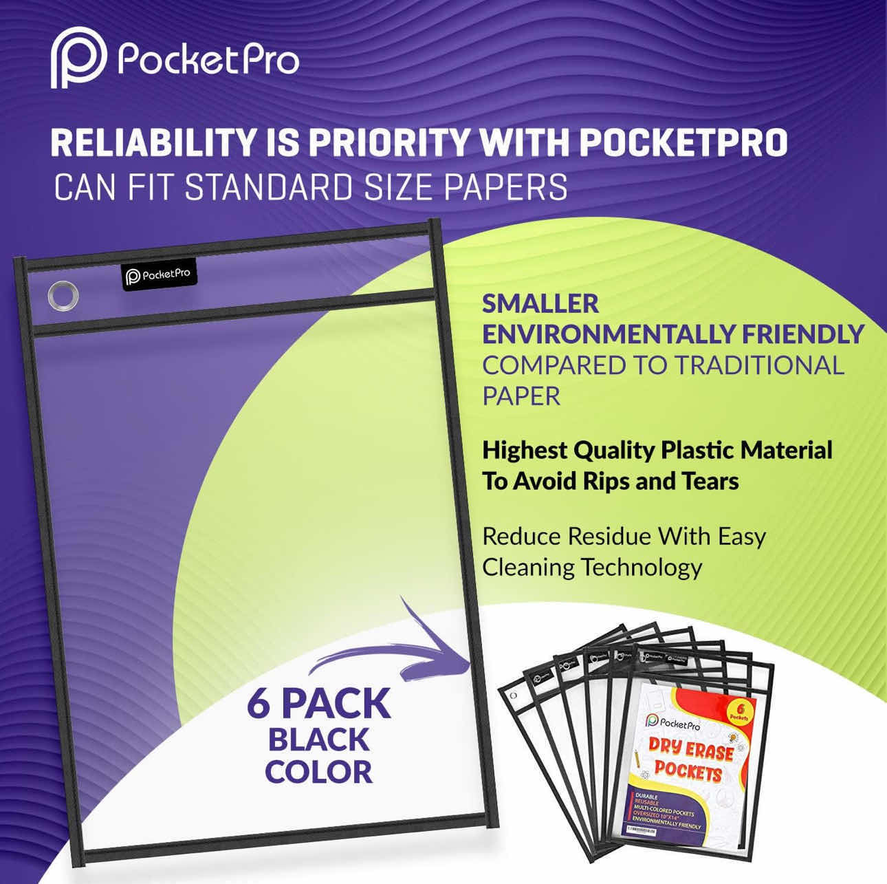 Photo 1 of BRAND NEW CASE OF POCKETPRO DRY ERASE POCKETS - 6 PACK 14” X 10”